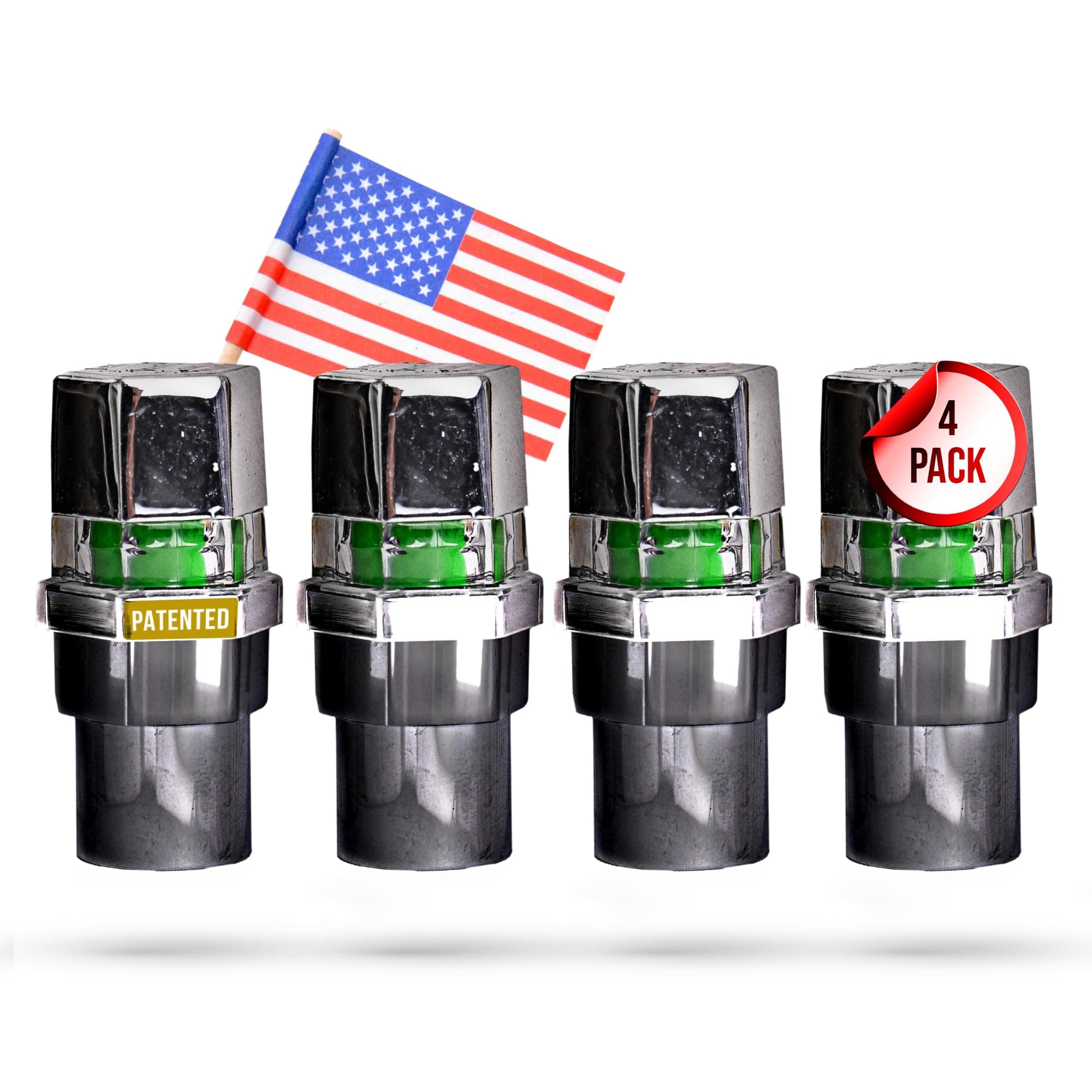 Tire Pressure Monitoring Valve Caps Sensor Gauge - Advanced Detection System, 95 PSI Sensing Air Alert Indicator for Cars, Trailers, Bikes - Chrome-Plated, Pack of 4