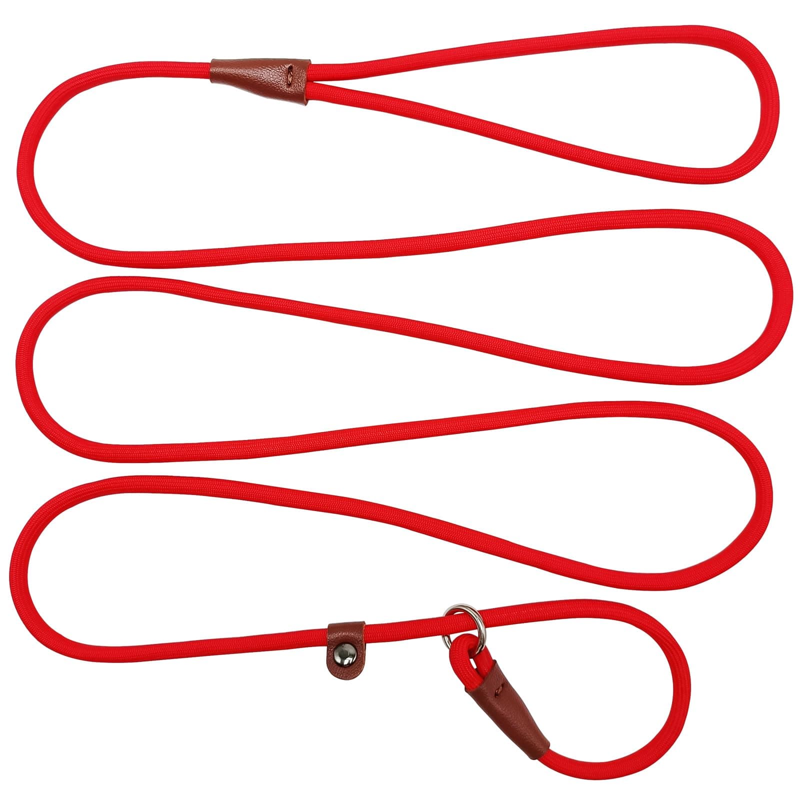 BTINESFUL 7ft Slip Lead Dog Leash, Strong Nylon Rope Leash, 1/4" Dog Training Lead for Small Medium Dogs, 14+ Colors (1/4" * 7 FT, Red)