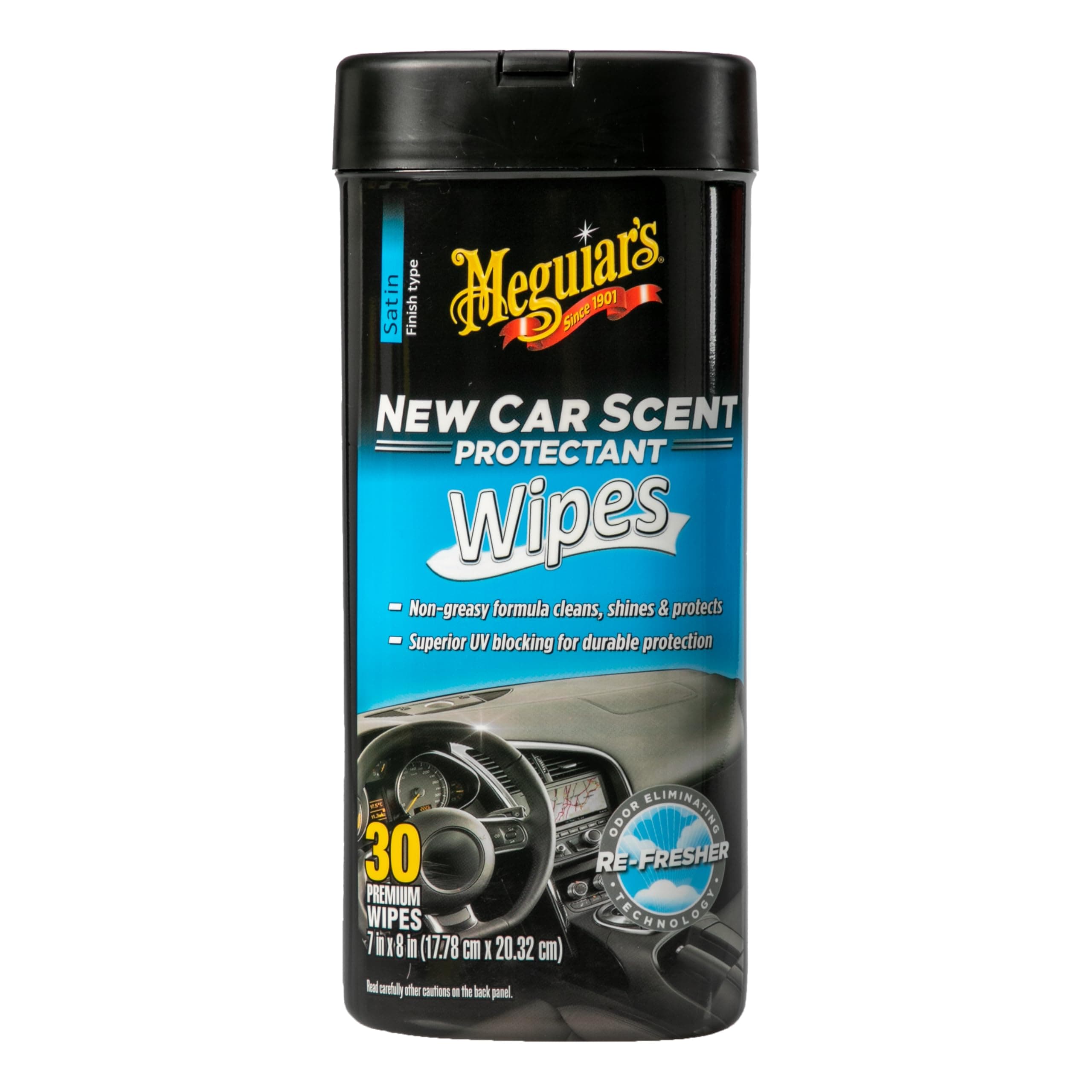Meguiar's New Car Scent Protectant Wipes - Easy to Use Car Wipes that Protect and Freshen Your Car's Interior - Ideal for Car Detailing & Maintenance - 30 Ct