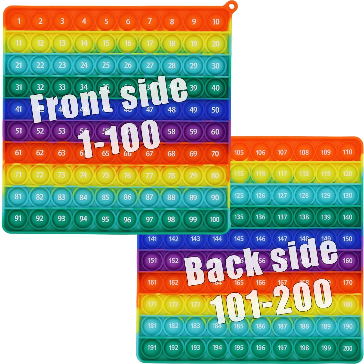 Double Side 1 100 200 Pop it, Chart, Numbers, Row Counter Knitting Crochet, Stitch Counters Crocheting Square Popper Fidget Sensory Toy, Educational Tool, Great Gift for Birthdays, Christmas