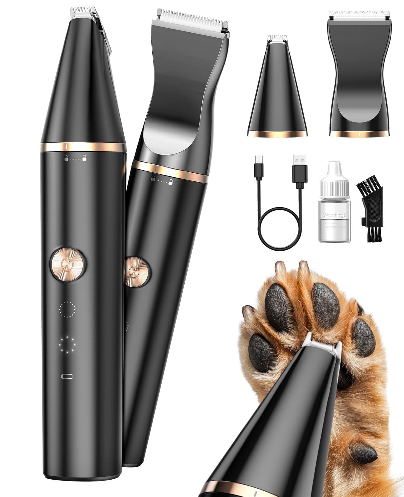 – oneisall Dog Paw Trimmer with Double Blades,Silent Cat/Dog Clipper Grooming Kit,Cat Paw Trimmer Shaver for Dogs Cats Face,Eyes, Ears