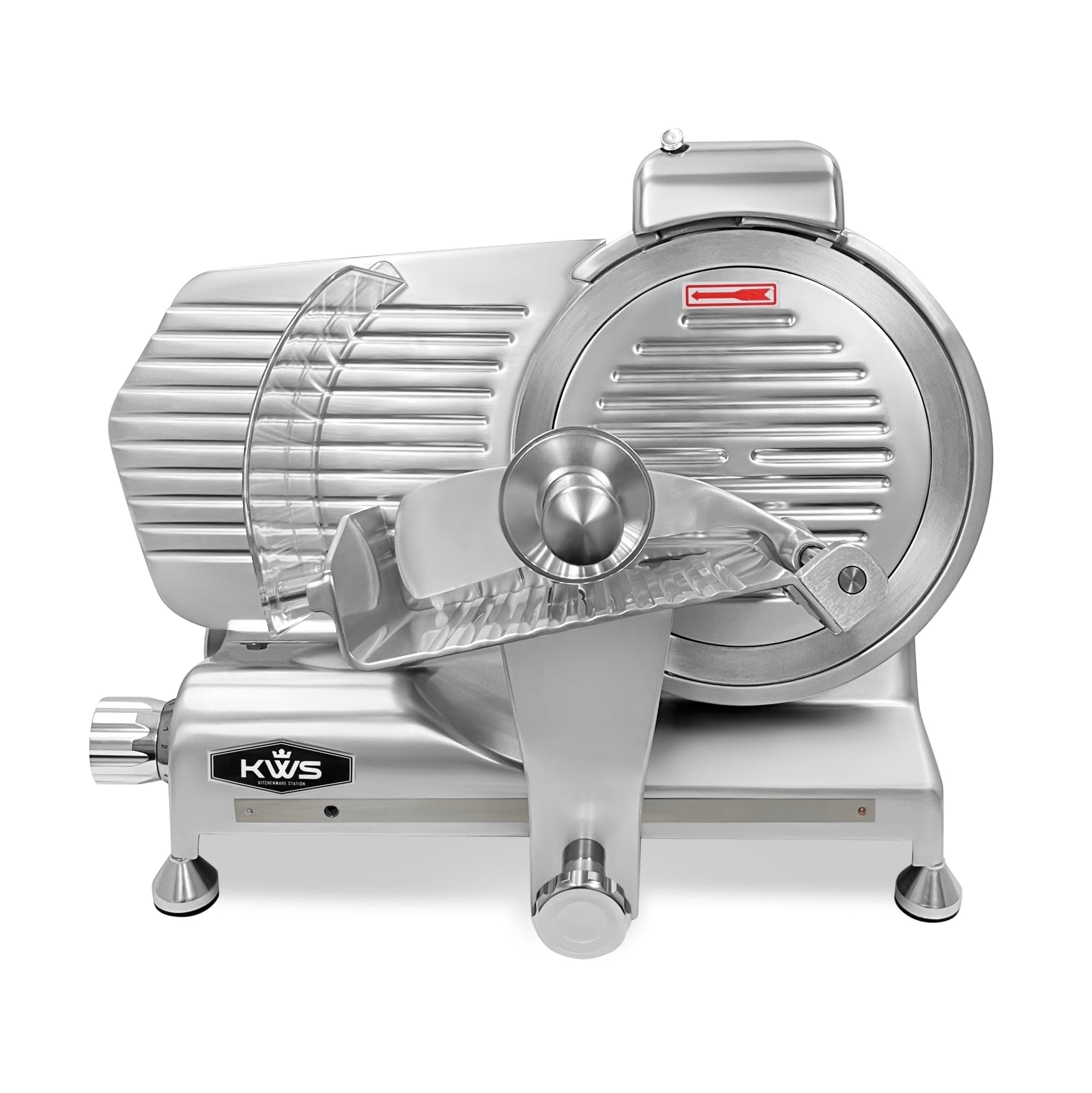 KWS MS-10SL Commercial 320w Electric Meat Slicer 10-Inch Triple Safety Locks + Anodized Aluminum Base with Stainless Steel Blade, Frozen Meat/Cheese/Food Slicer Low Noises Commercial and Home Use