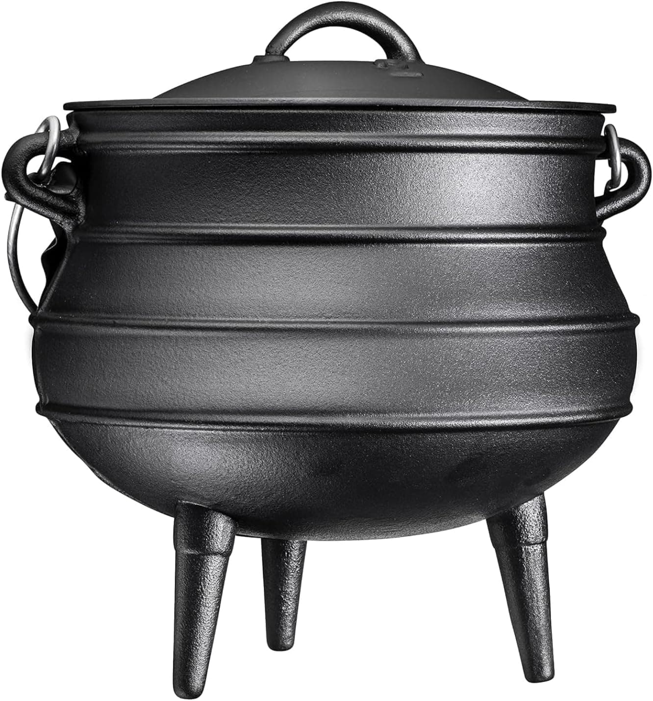 Bruntmor Pre-Seasoned Cast Iron Cauldron | African Potjie Pot with Lid | 3 Legs for Even Heat Distribution - Premium Camping Dutch oven Cookware for over-the-fire Cooking - 8 Quarts (Large)