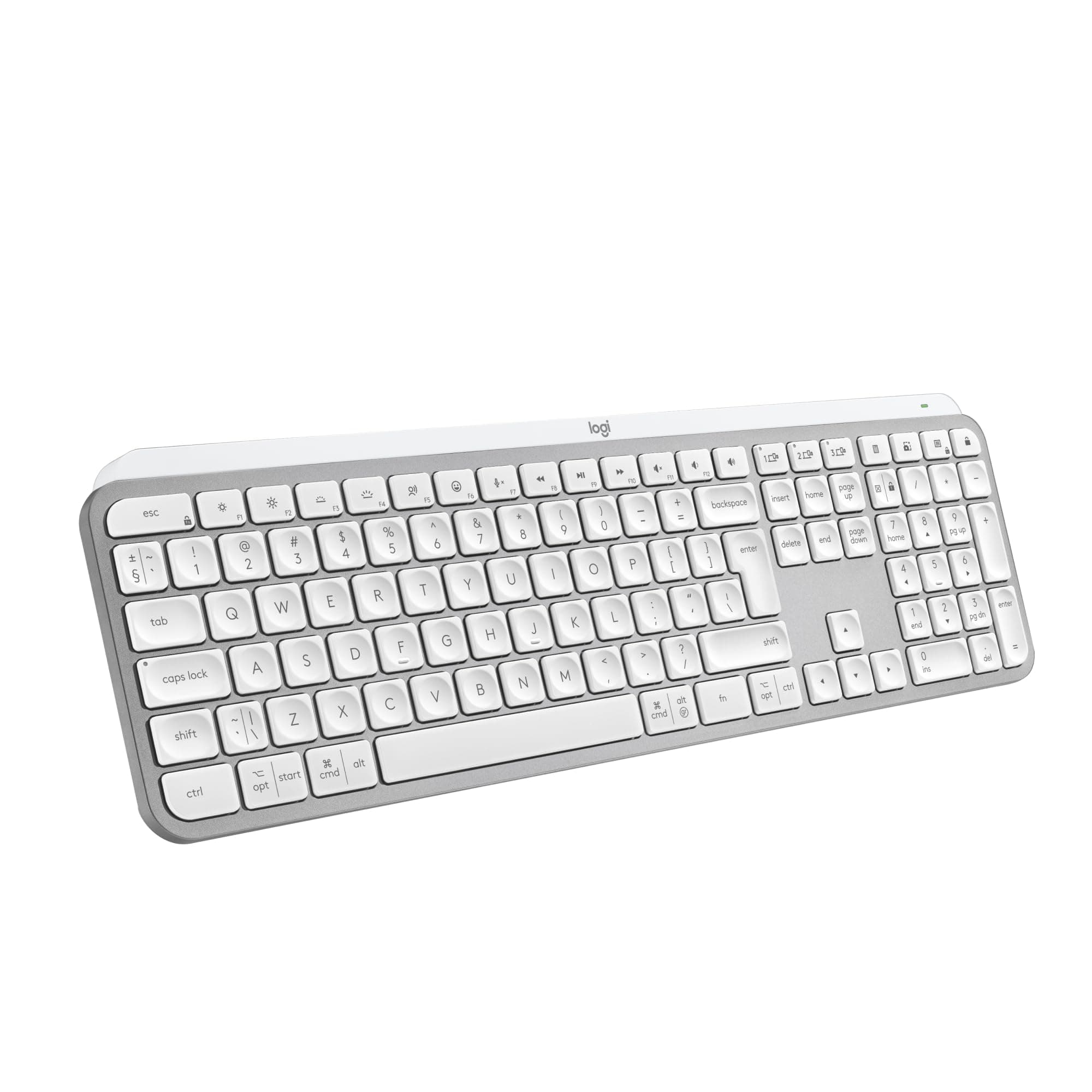 MX Keys S Wireless Keyboard, Low Profile, Fluid Quiet Typing, Programmable Keys, Backlighting, Bluetooth, USB C Rechargeable, for Windows PC, Linux, Chrome, Mac, QWERTY UK English, Pale Grey