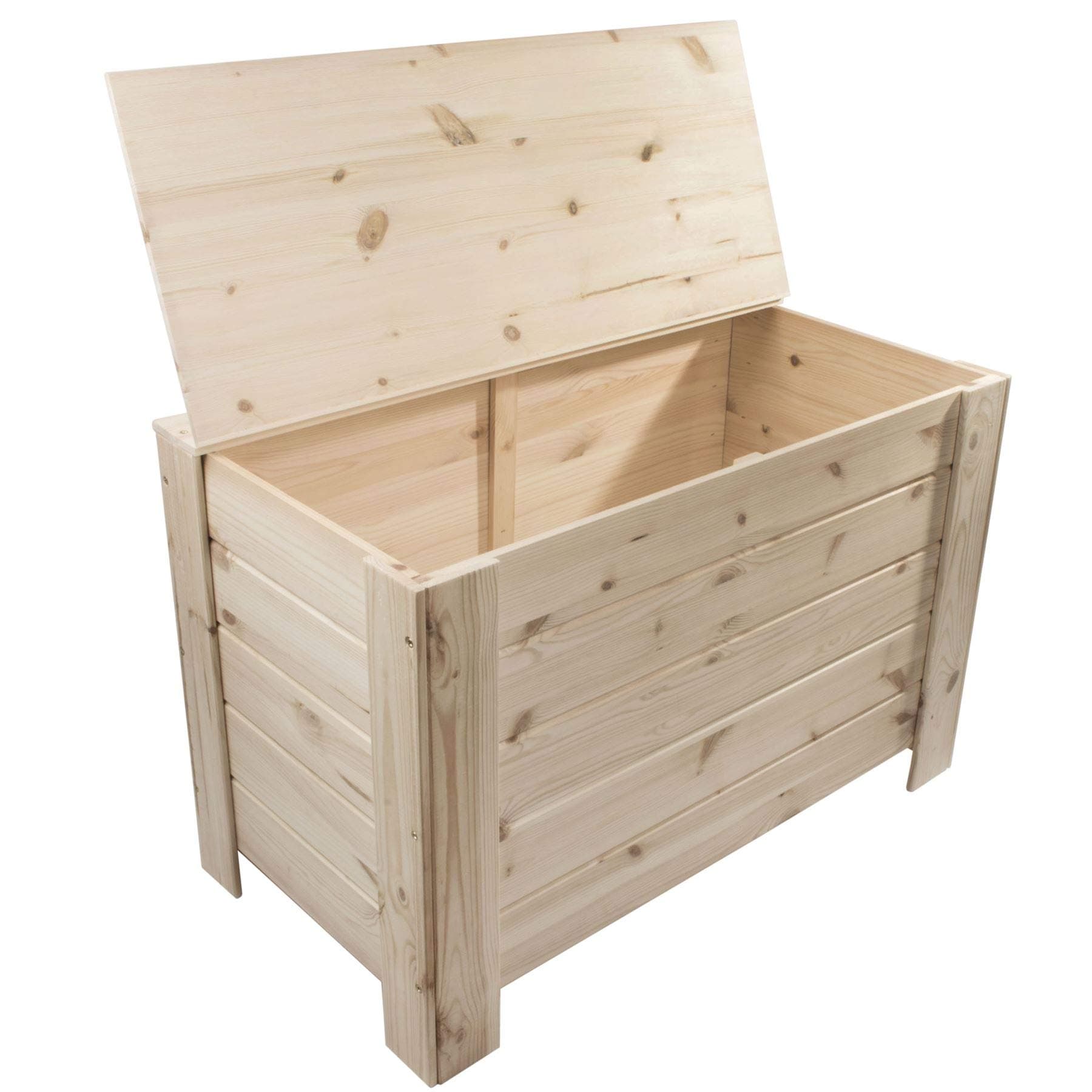 WooDeeDoo Large Wooden Storage Chest with Hinged Lid – 107L - Unfinished Pine Box Container for Toys Bedding Household Organisation DIY Decoration – Natural Flat-Pack Trunk – 77 x 40 x 50 cm
