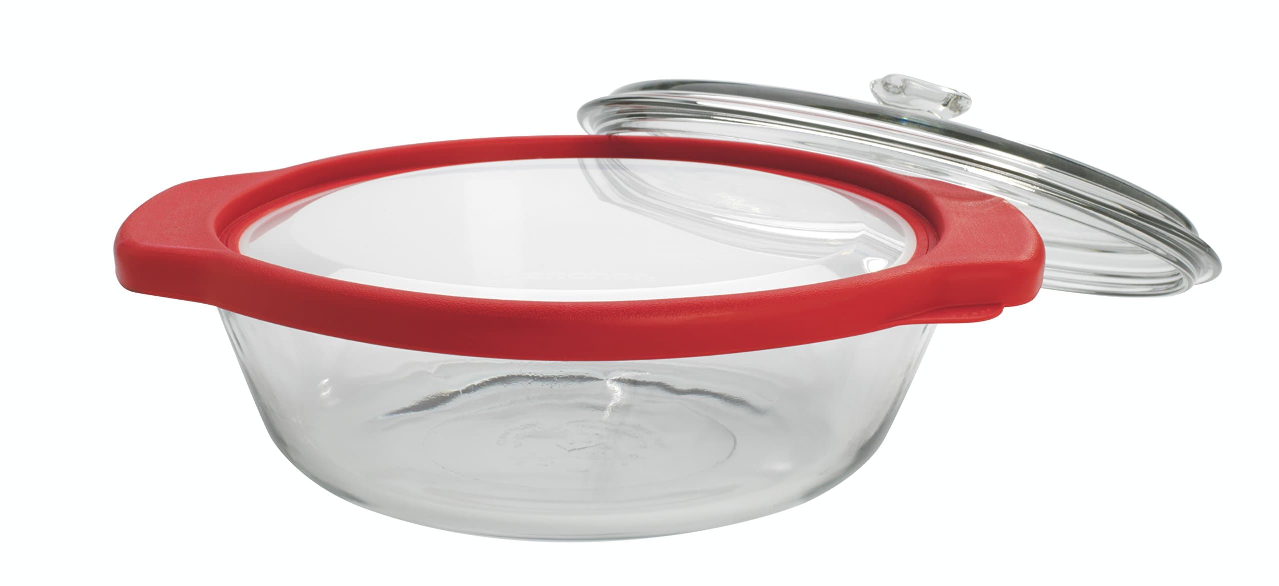 Anchor HockingTrueFit Bakeware Glass Casserole Dish with Cover and Storage Lid, Cherry, 3-Piece Set
