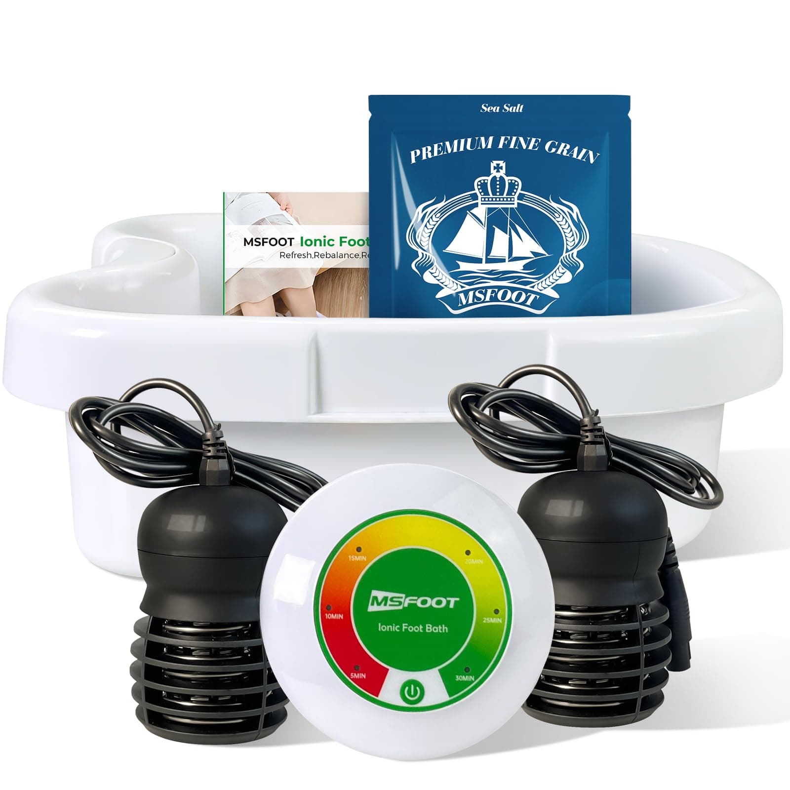 Upgraded Ionic Foot Bath Detox Machine – No Salt Limit, No Alarm Shutoffs | One-Touch 30-Min Auto Spa | 2 Arrays, 15 Liners & Detox Sea Salt | Home Foot Spa for Circulation & Relaxation