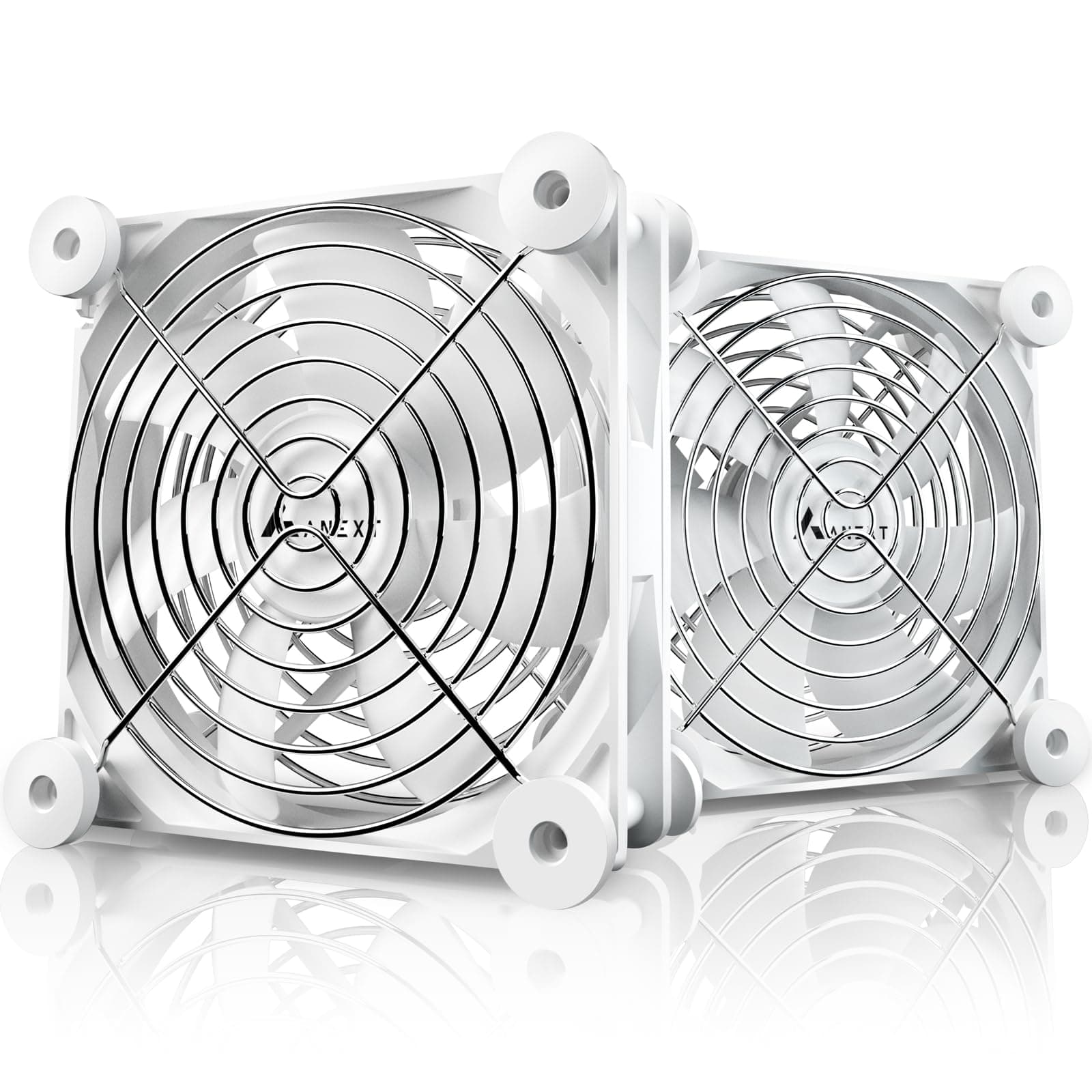 ANEXT, 120mm USB Computer Fan White, 120mm Fan, Silent Fan for Receiver DVR Playstation Xbox Computer Cabinet Cooling, 2 in 1 Packs White