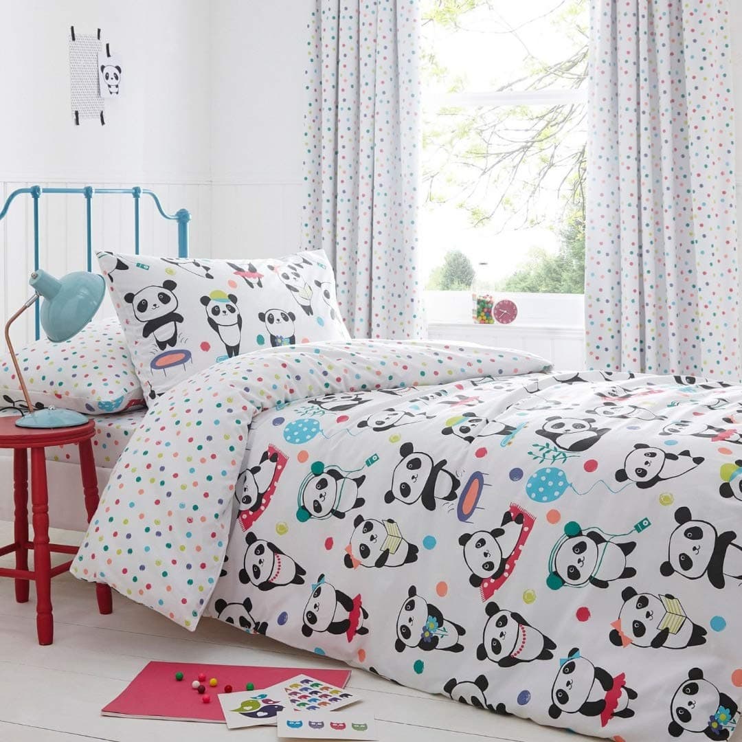 Debenhams Childrens Kids' White 'Pandas' Reversible Single Duvet Cover And Pillow Case Set double set