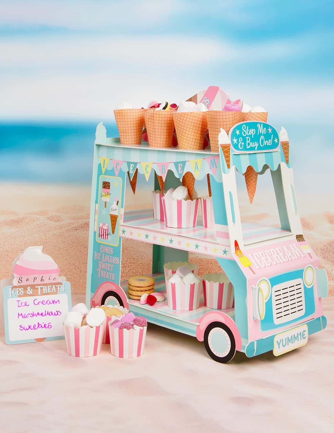 Talking Tables Ice Cream Party Decorations | Ice Cream Cart Party Décor | Great For Kids Party, Birthday Party And Summer Décor | Paper, Blue and Pink