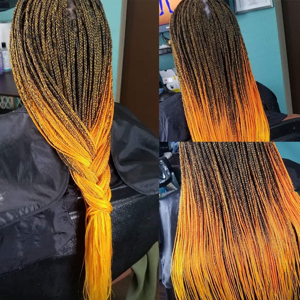 Pre Stretched Braids Hair 20 Inch Hot Water Setting Ombre Jumbo Synthetic Fiber Braiding Hair Extensions Ombre Black to Orange (20, T1B/Orange)