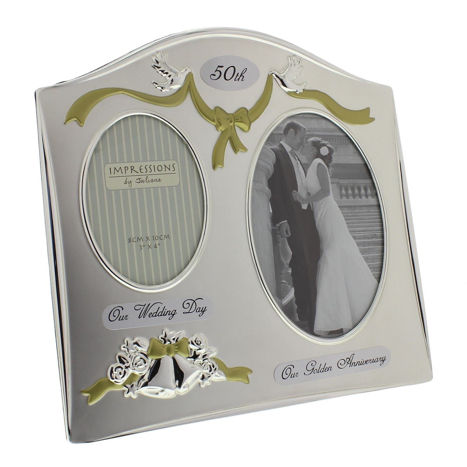 Juliana Two Tone Silver Plated Wedding Anniversary Photo Frame - 50th Golden Anniversary FS55050