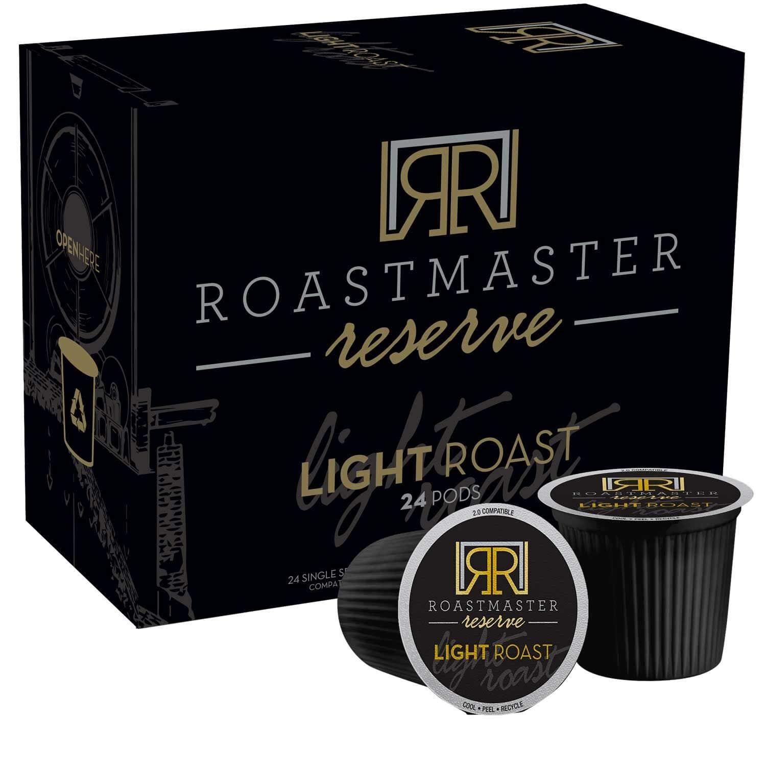 Roastmaster Reserve Light Roast Coffee (Rancho San Francisco Blend) 24ct. Limited Batch Single Origin Coffee - Recyclable Light Roast Pods