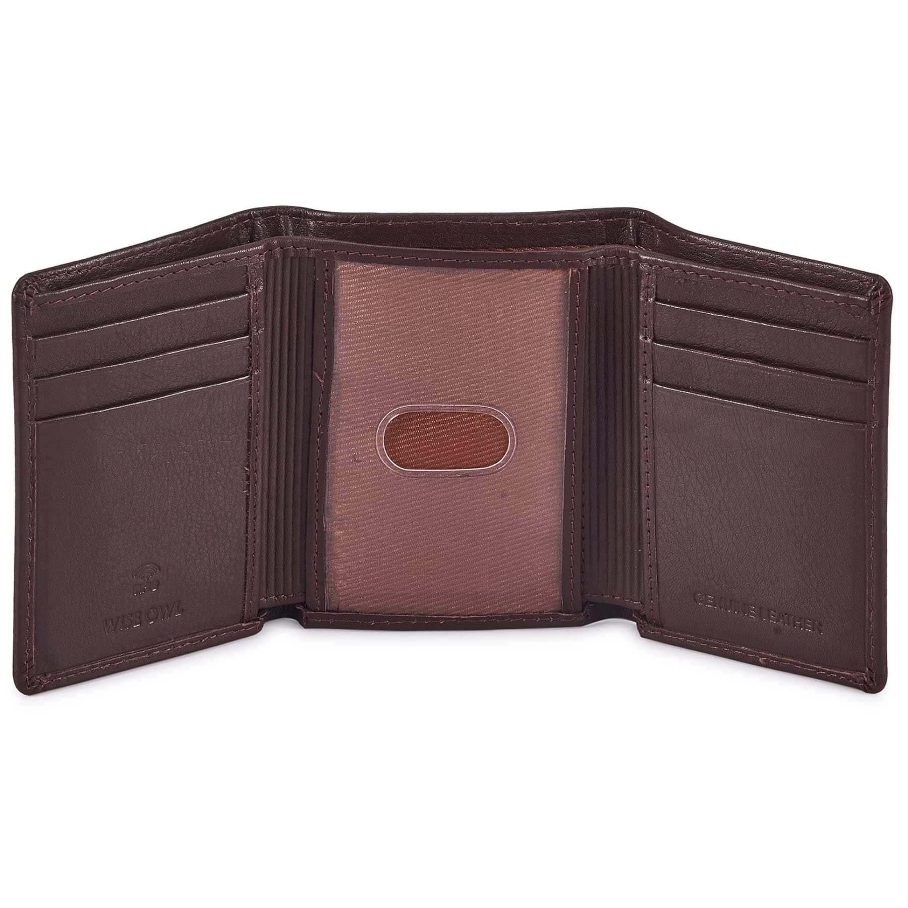 Trifold Wallets for Men Real Leather Slim Front Pocket RFID Blocking Travel with ID Window in Gift Box