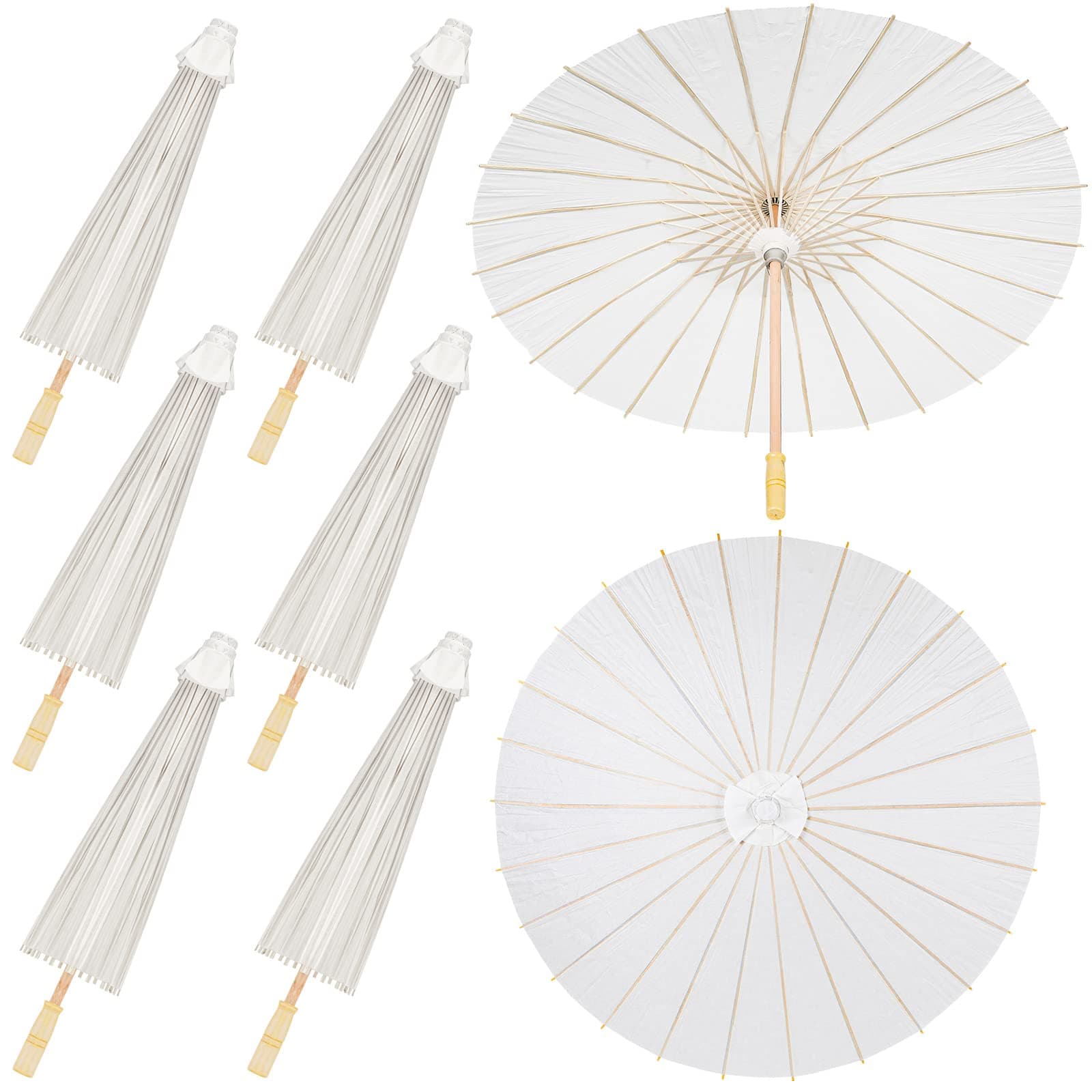 Sadnyy 33 Inches Paper Umbrellas Paper Decorative Chinese Japanese Parasol Umbrella DIY Oiled Painting Umbrellas Crafts for Wedding Bridal Party Decor (White,50 Pack)