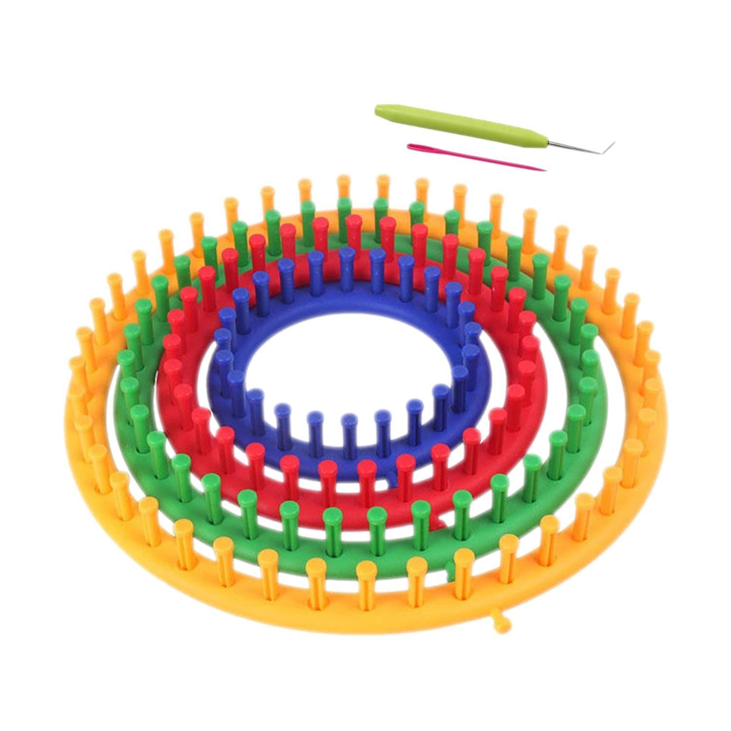 ESYN Knitting Looms Set 4 Ring Sock Scarf Hat Maker Craft Knitted Round Knit Kit(Random Color)
