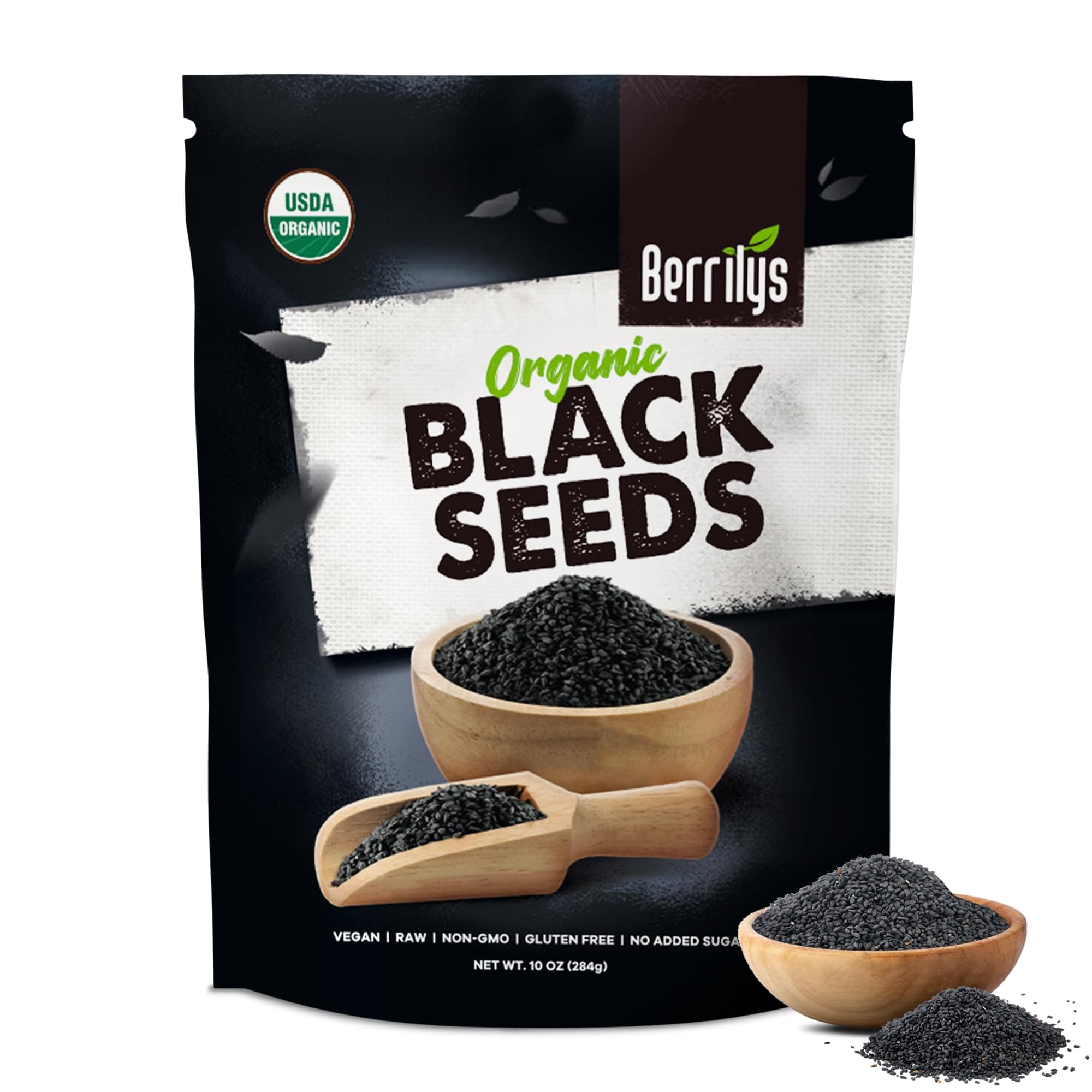 Black Seeds - USDA Organic Nigella Sativa, Kalonji & Black Cumin Seeds, Vegan, Gluten-Free - Pure Spice & Health Food, Enhances Flavor of Dishes, Nutrient-Rich, Premium Quality - 10oz