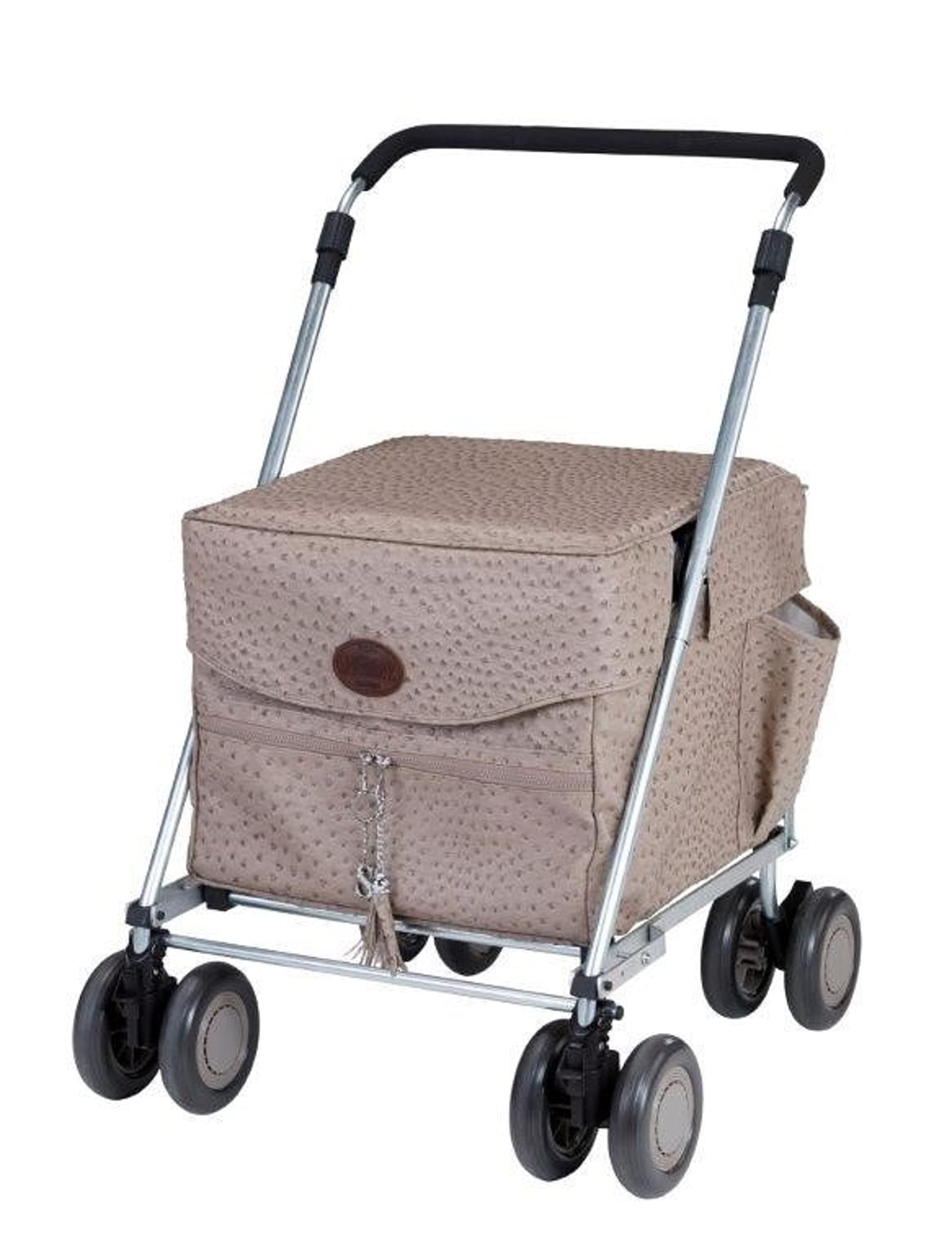 Sholley 'Sit-on' NEW ‘Regency Shopping Trolley with Seat, 8 Wheels, Safety Footbrakes, Height & Angle Adjustable Handle, Light, Easy to Push, Foldable