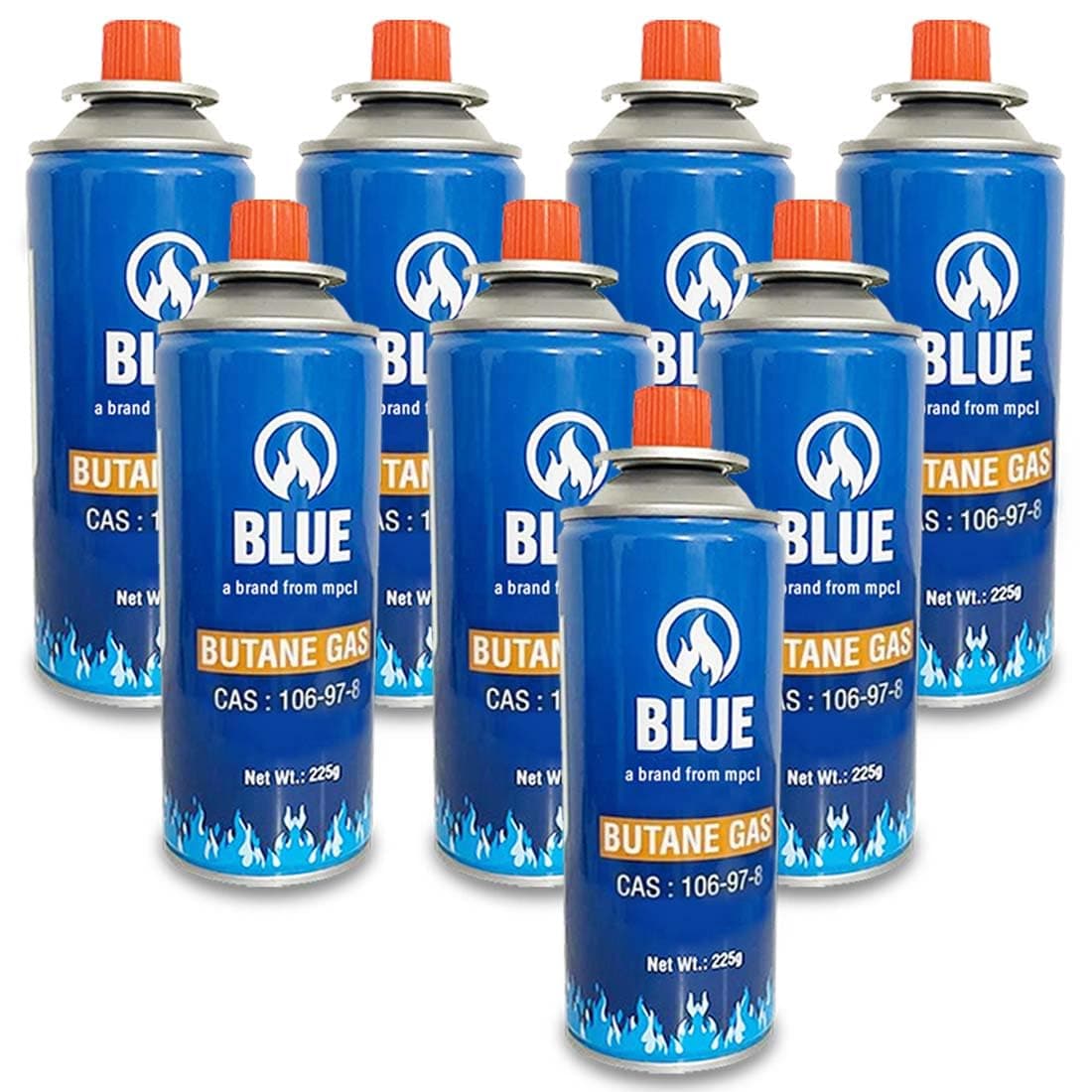 M&M HARIS Butane Gas Can for Camping Stove - High Pressure Flame Portable liquefied Refill Canister - Welding Fuel To Refill Flame Lighters, Gas Torch Lighter (8 PCS)