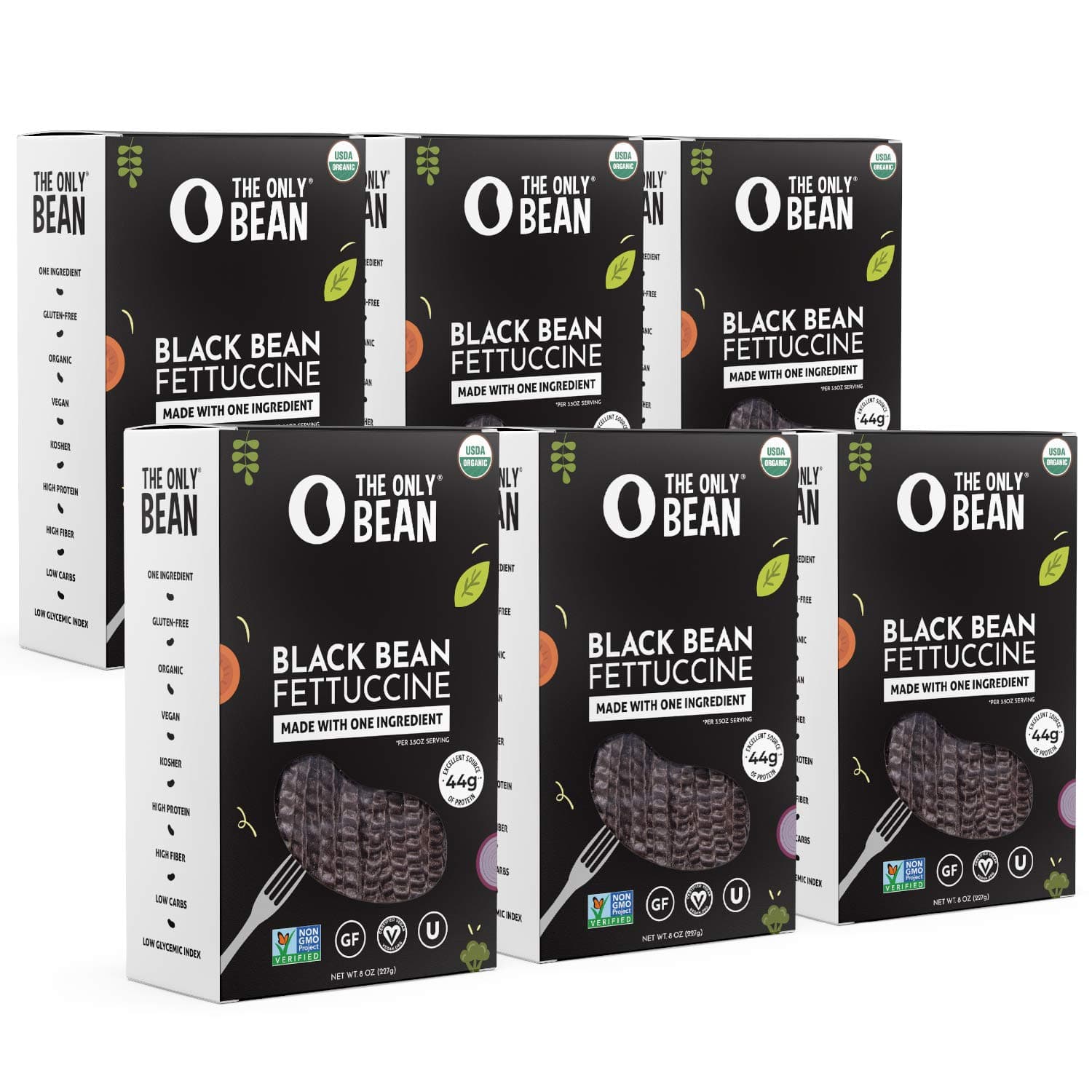 Organic Black Bean Fettuccine Pasta - High Protein, Keto Friendly, Gluten-Free, Vegan, Non-GMO, Kosher, Low Carb, Plant-Based Bean Noodles - 8 oz (6 Pack)
