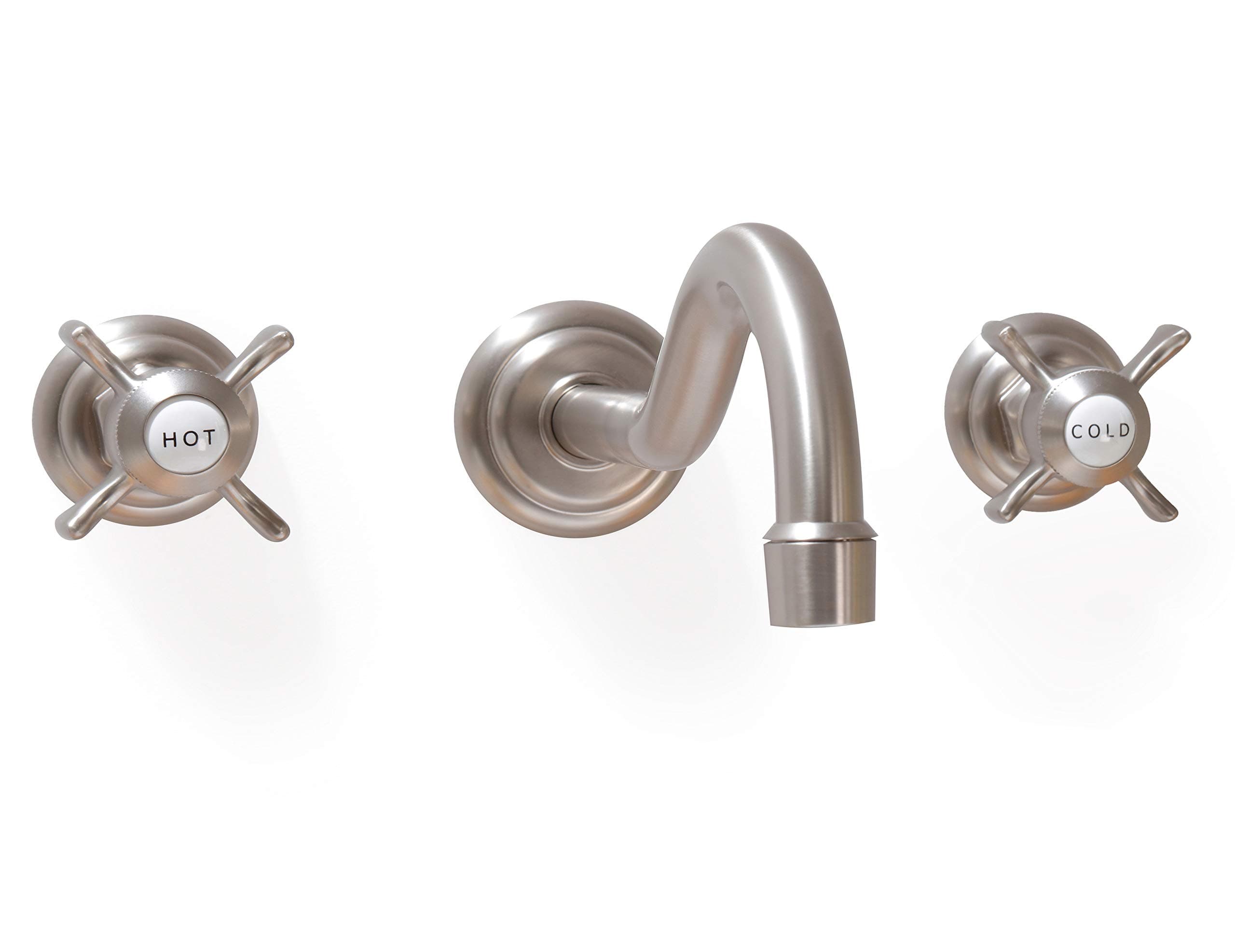 SITGES Wall Faucet,Two Handle Bathroom Sink Wall Mount Faucet with Rough in Valve Included,Brushed Nickel