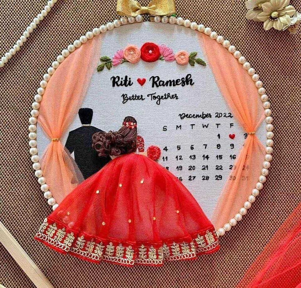 Customized Embroidery Hoop - Ideal Engagement Gifts, Marriage Anniversary for Parents - Handmade First Love, Save The Date, Wedding Keepsake for Couples - 10 inches (88497 18597)