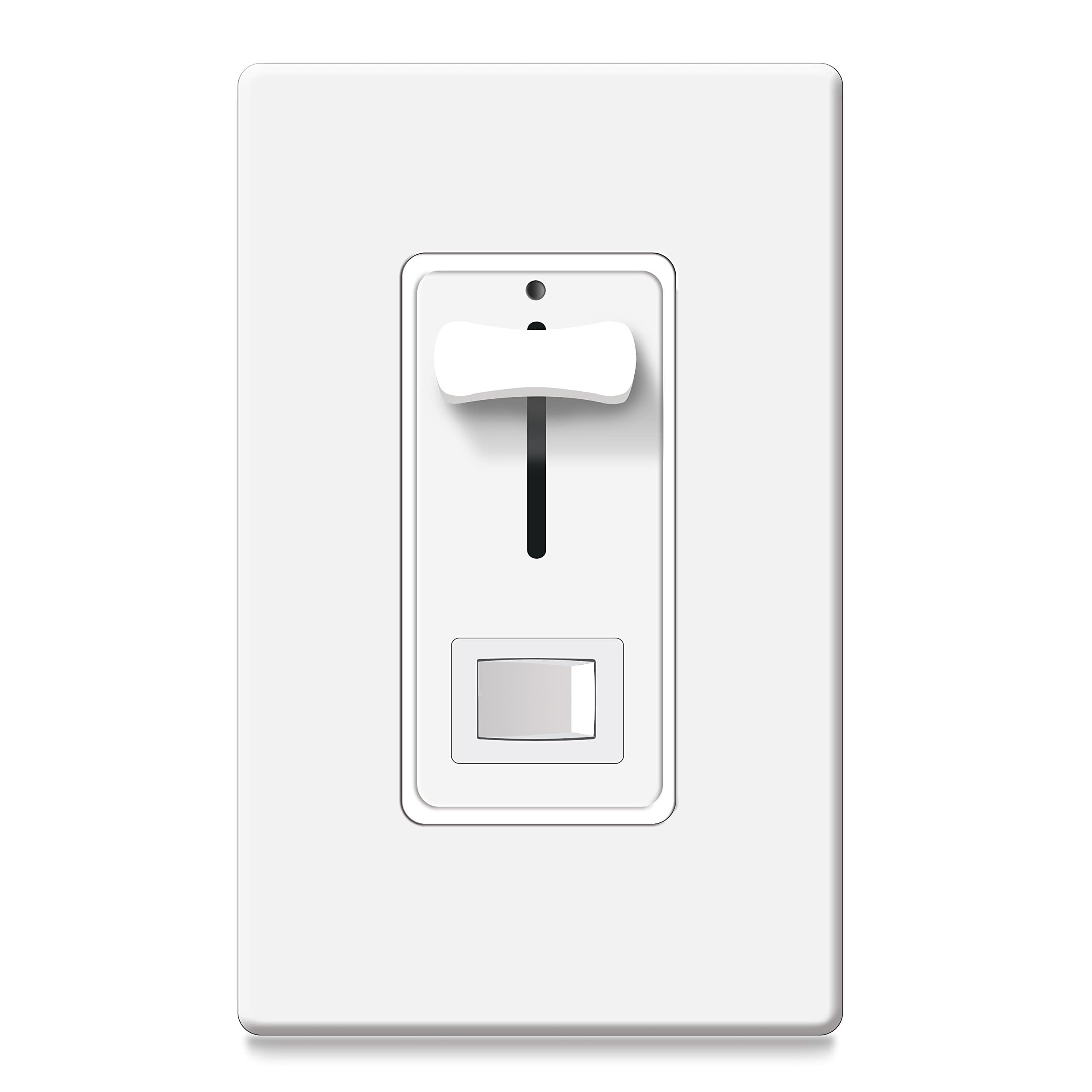 Dimmer Led light Switch 600 Watt max, 3-Way/Single Pole Dimmer Switch, Wall Plate Included-CeilingBay