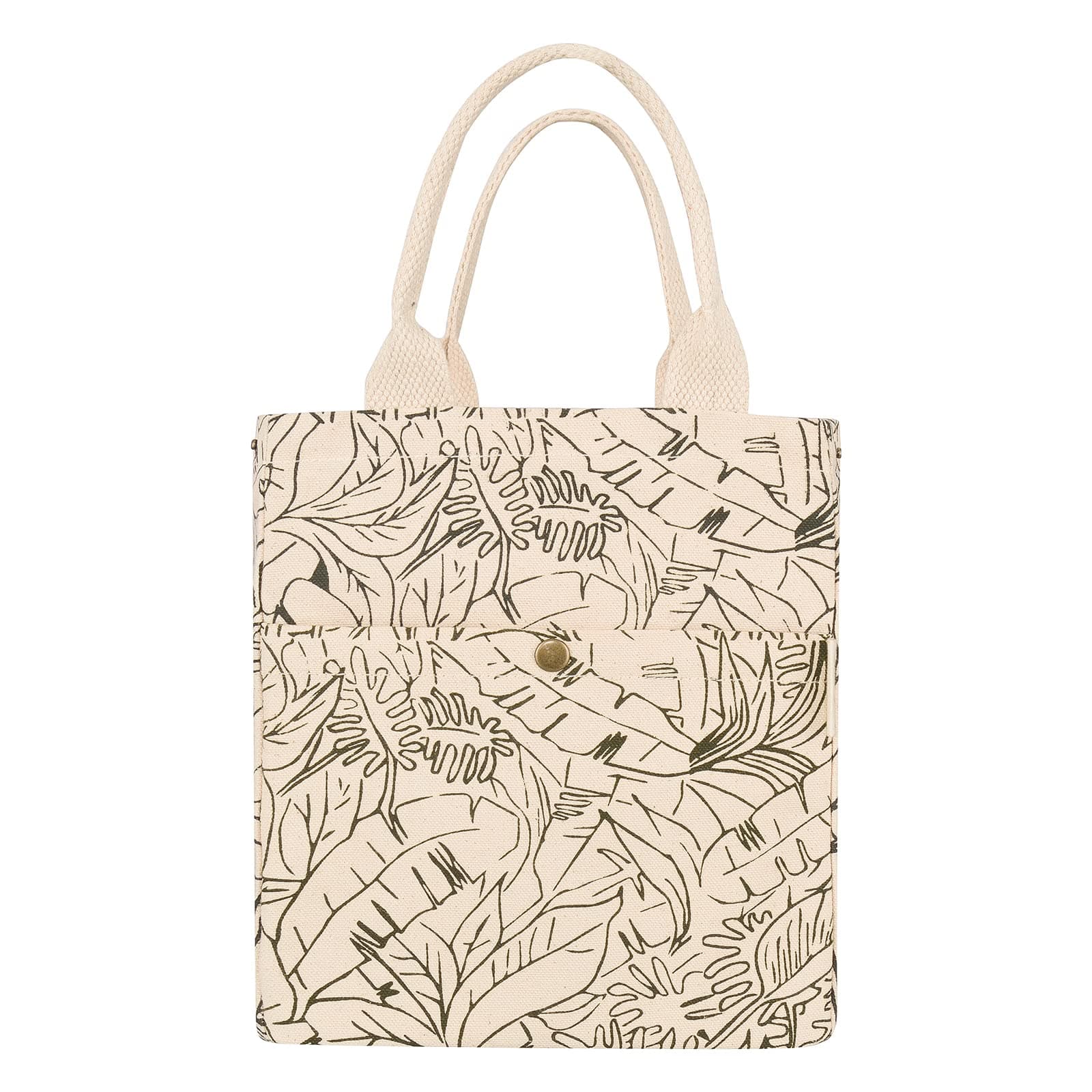 Eco Insulated Lunch Bag for Office Men & Women | Lunch Box Bag for Kids | Canvas Tiffin Bags for School | Drawstring Lunch Bag (Off white& Olive green)