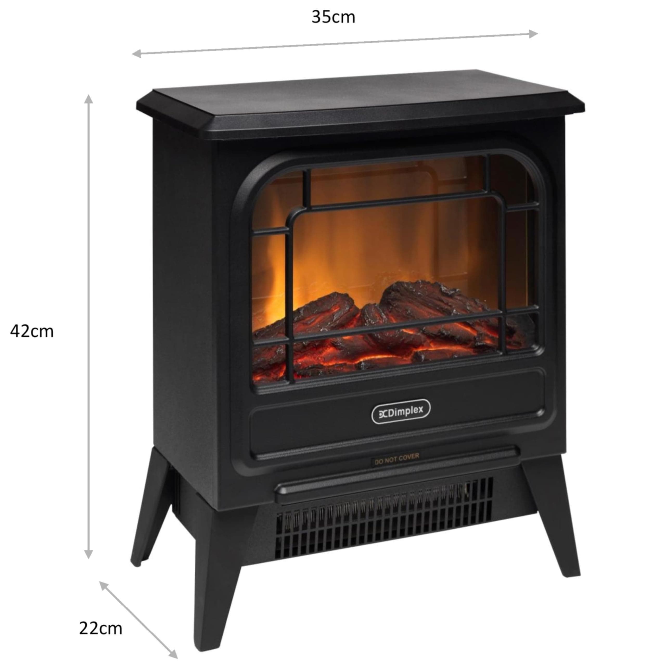 Dimplex MicroStove Optiflame Electric Stove, Compact, Portable Freestanding Cast Iron Effect Stove with Artificial Log Fuel Bed, LED Flame Effect and 1.2kW Adjustable Heater