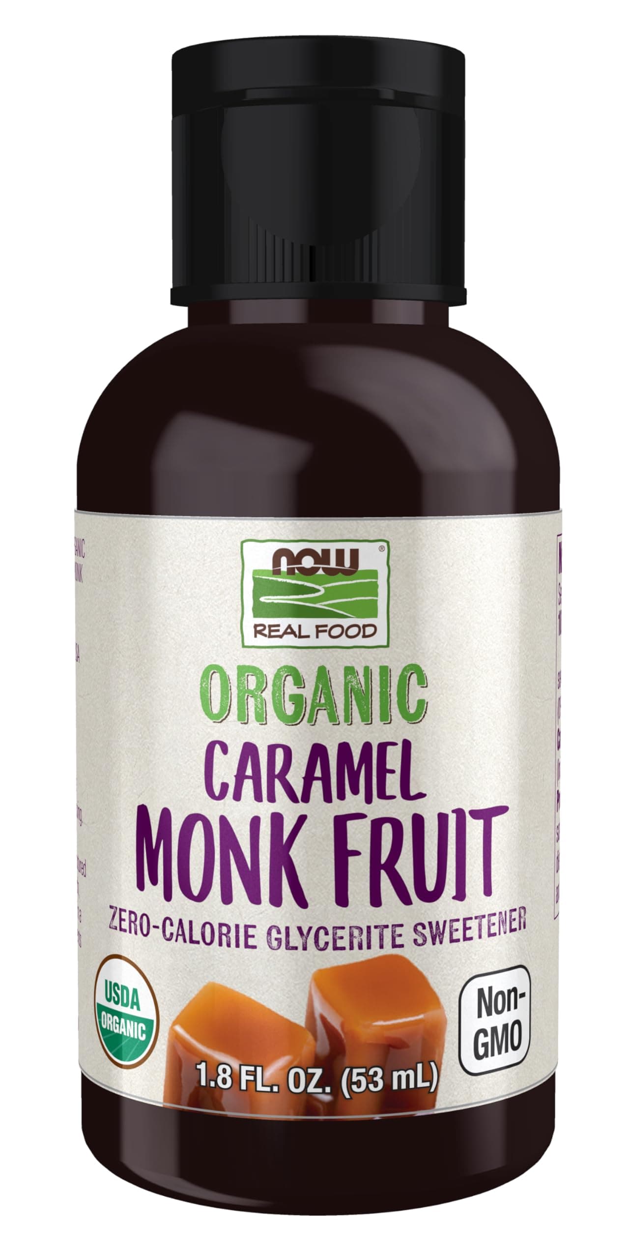 NOW Foods, Organic Liquid Monk Fruit, Zero-Calorie Sweetener, Caramel, 1.8-Ounce