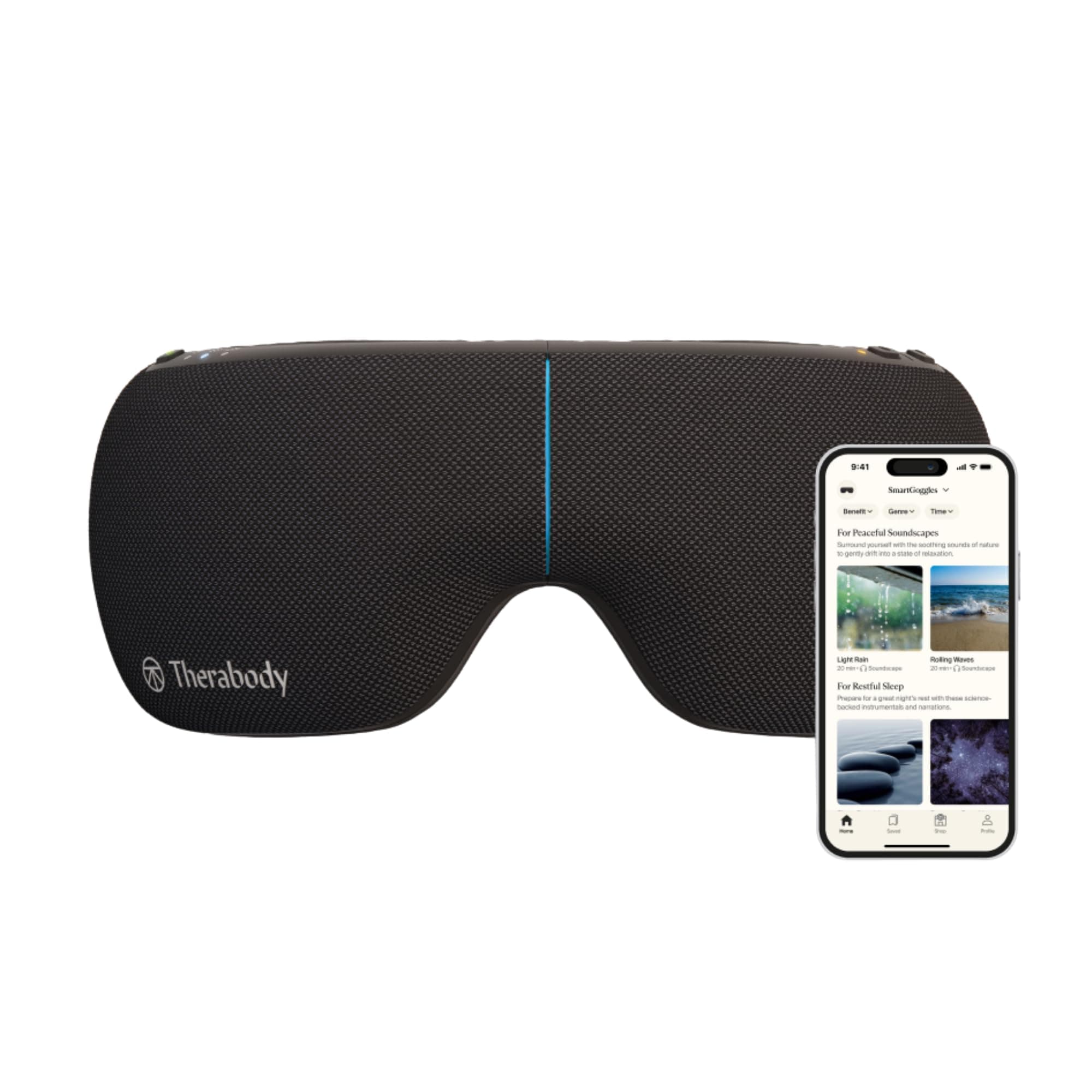 Therabody SmartGoggles 2.0 Heated Eye Mask, Blackout Sleep Mask & Temple Massage for Personalized Relaxation, Headache Relief