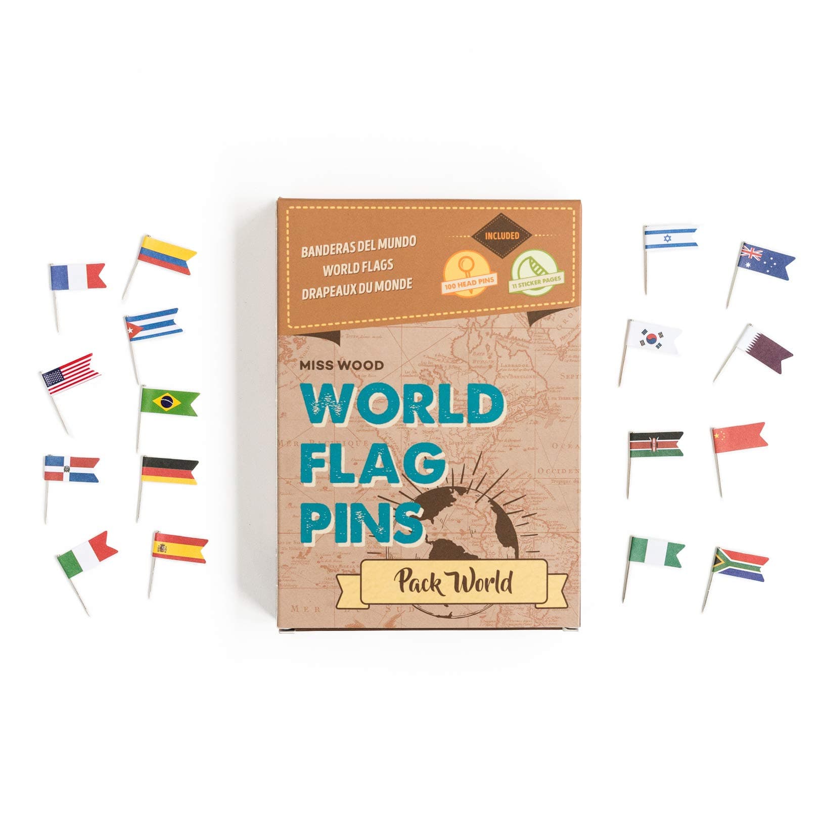 World Flags. Map Pins