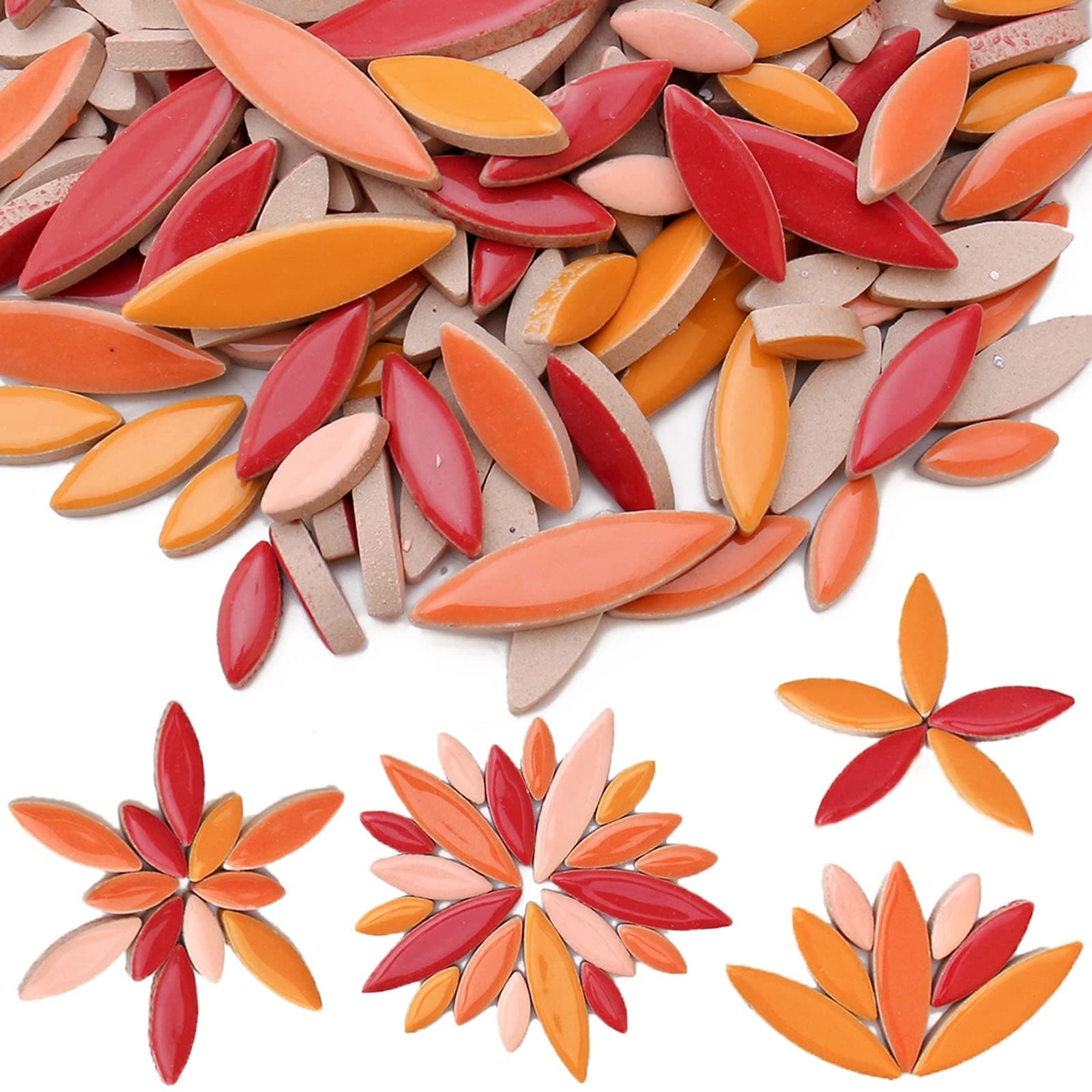 Petal Mosaic Tiles for Crafts, 568g Red Tiles Pieces for Mosaic Craft Supplies,DIY Mosaic Outdoor Decor,Flower Mosaic Tiles Kits for Adults