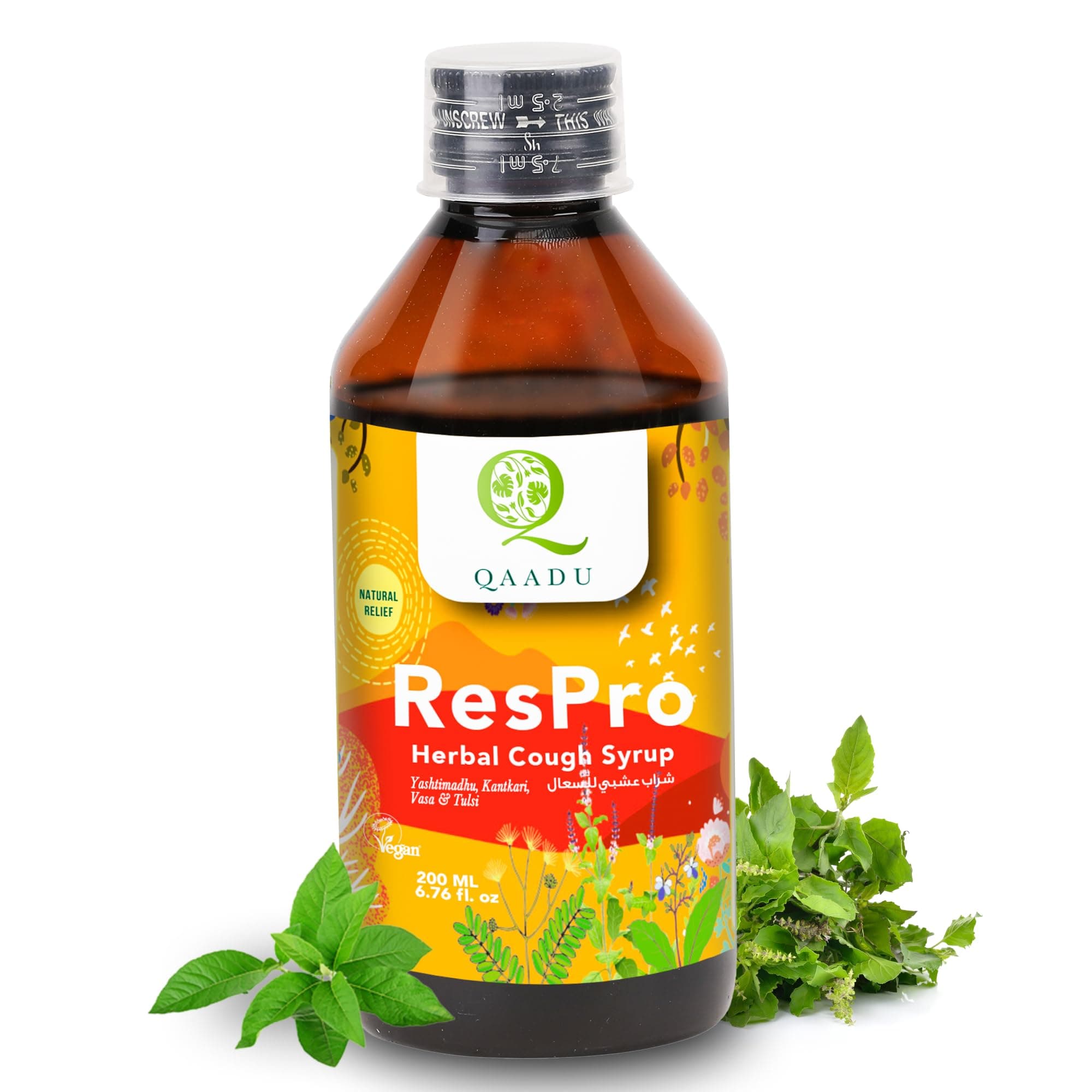 Respro Ayurvedic Cough Syrup 200 ml | With Natural & Tulsi, Pippali, Yashtimadhu, Dalchini | Instant Relief from Congestion, Cough and Sore Throat