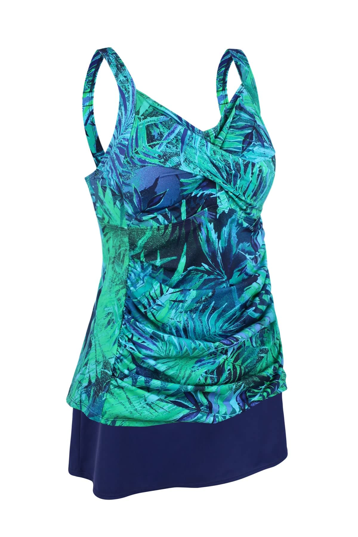 JINXUEER Women’s Plus Size Swimwear Floral Tankini Set Ruched Modest Two Piece Skirt Swimsuit