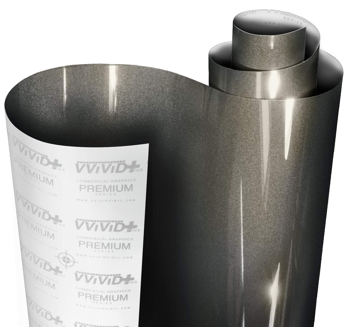 VViViD+ Ultra Gloss Candy Metallic Charcoal Grey Vinyl Car Wrap Premium Paint Replacement Film Roll with Nano Air Release Technology, Stretchable Protective Cap Liner, Self Adhesive (1ft x 5ft)