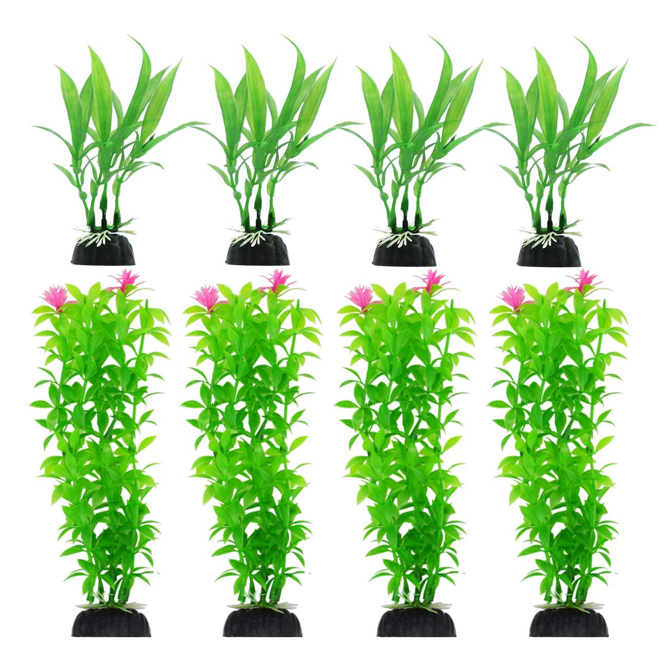 CousDUoBe 8 Pack Artificial Aquarium Plants, Used for Household and Office Aquarium Simulation Plastic Hydroponic Plants(Maximum 8 inches, Green)