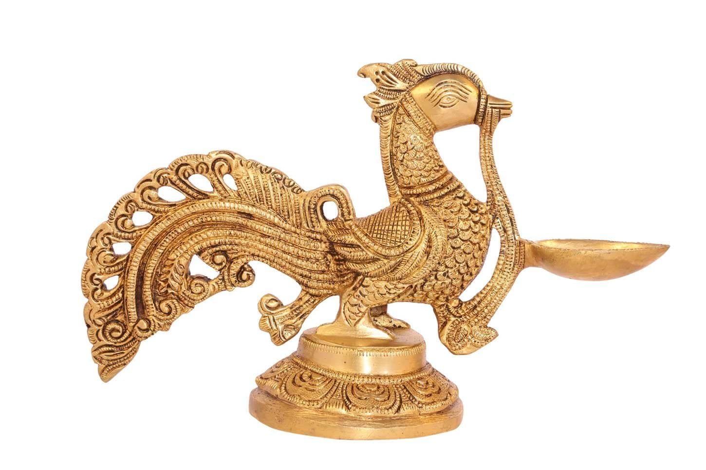 Statuestudio Bird Brass Antique Diya Oil lamp Stand