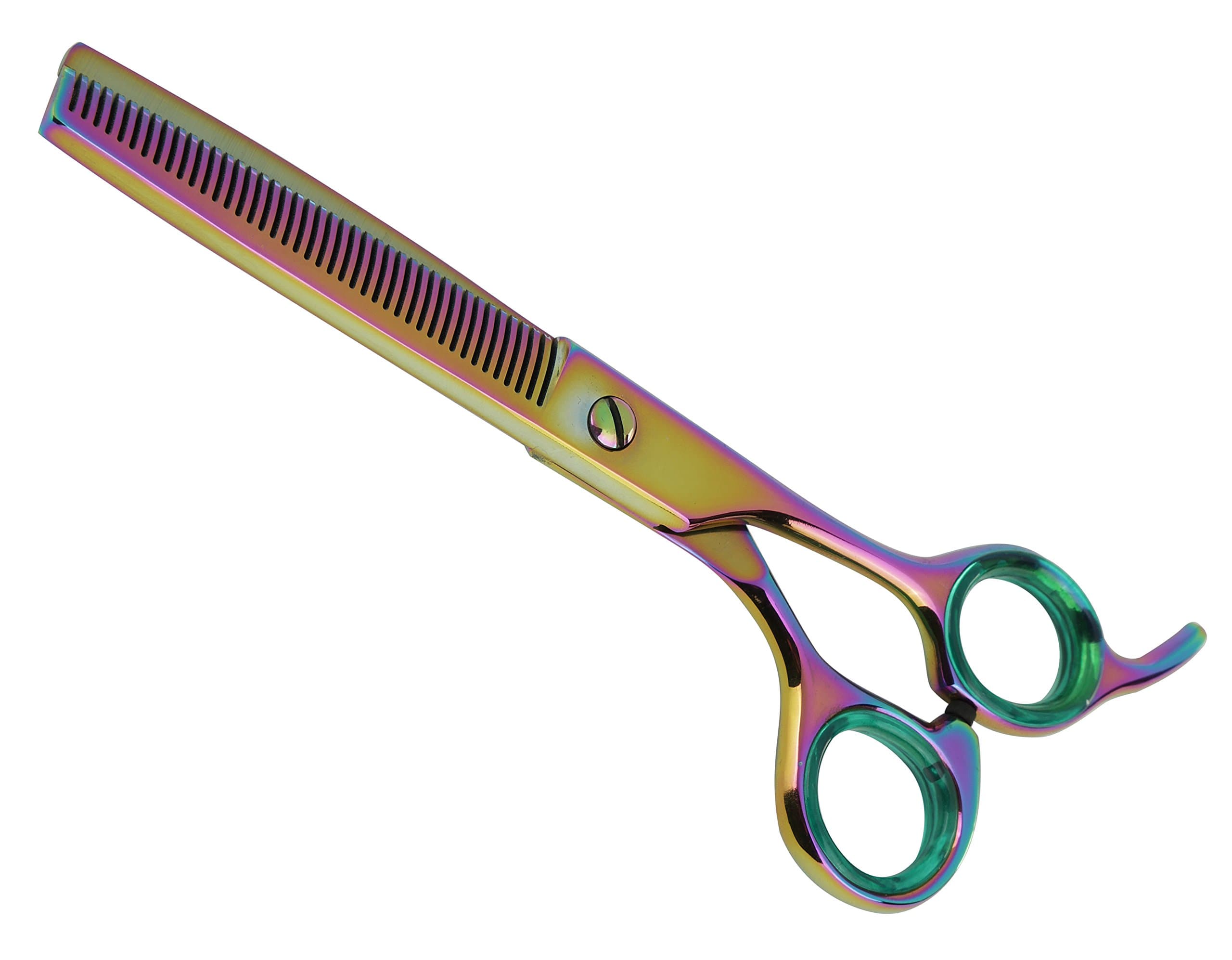 SHARFGold Touch Pet Shears, 6.5' 42-Tooth Rainbow Thinning Shear for Dogs, 440c Japanese Stainless Steal Dog Thinning Shears