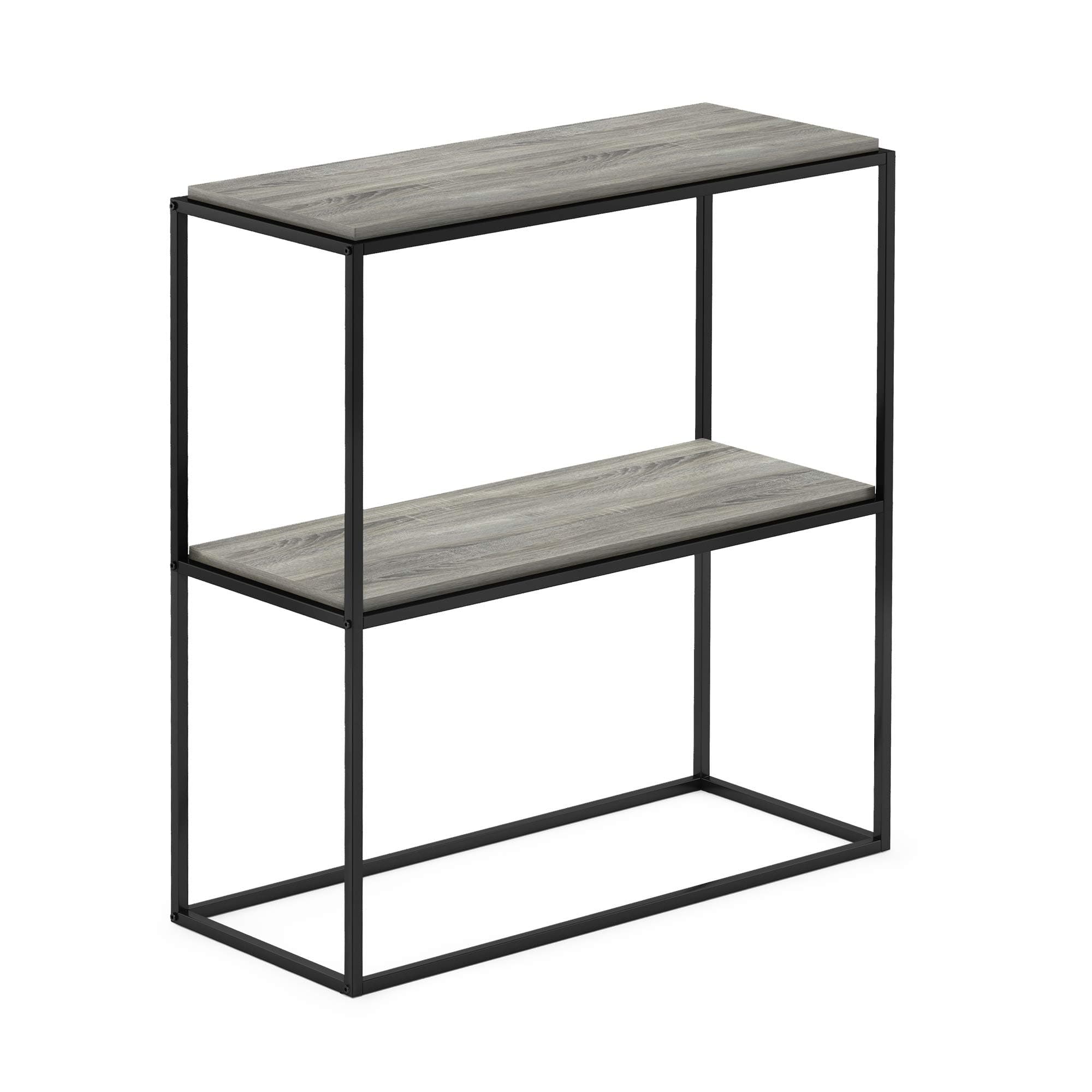 FurinnoMoretti Modern Lifestyle Wide Stackable Shelf, 2-Tier, French Oak Grey