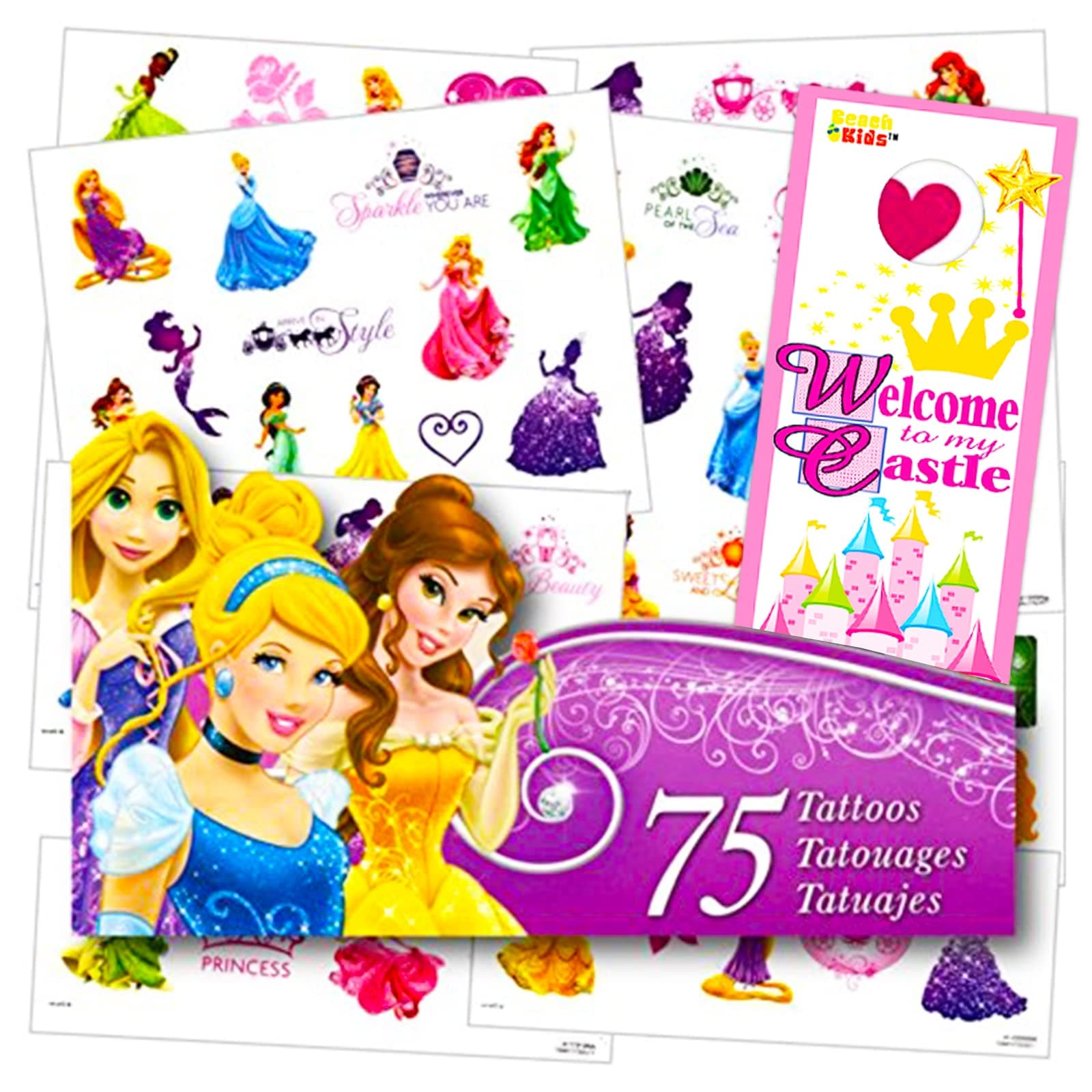 DisneyPrincess Tattoos - 75 Assorted Temporary Tattoos