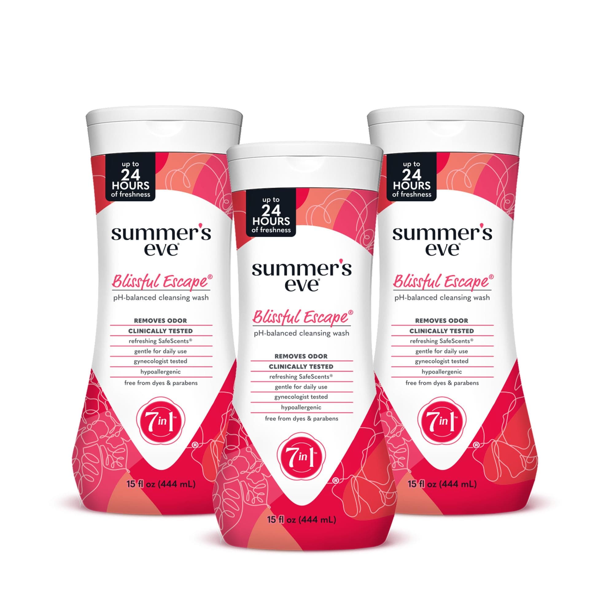 Blissful Escape Daily Refreshing Feminine Wash, Removes Odor, pH balanced, 15 fl oz, 3 Pack