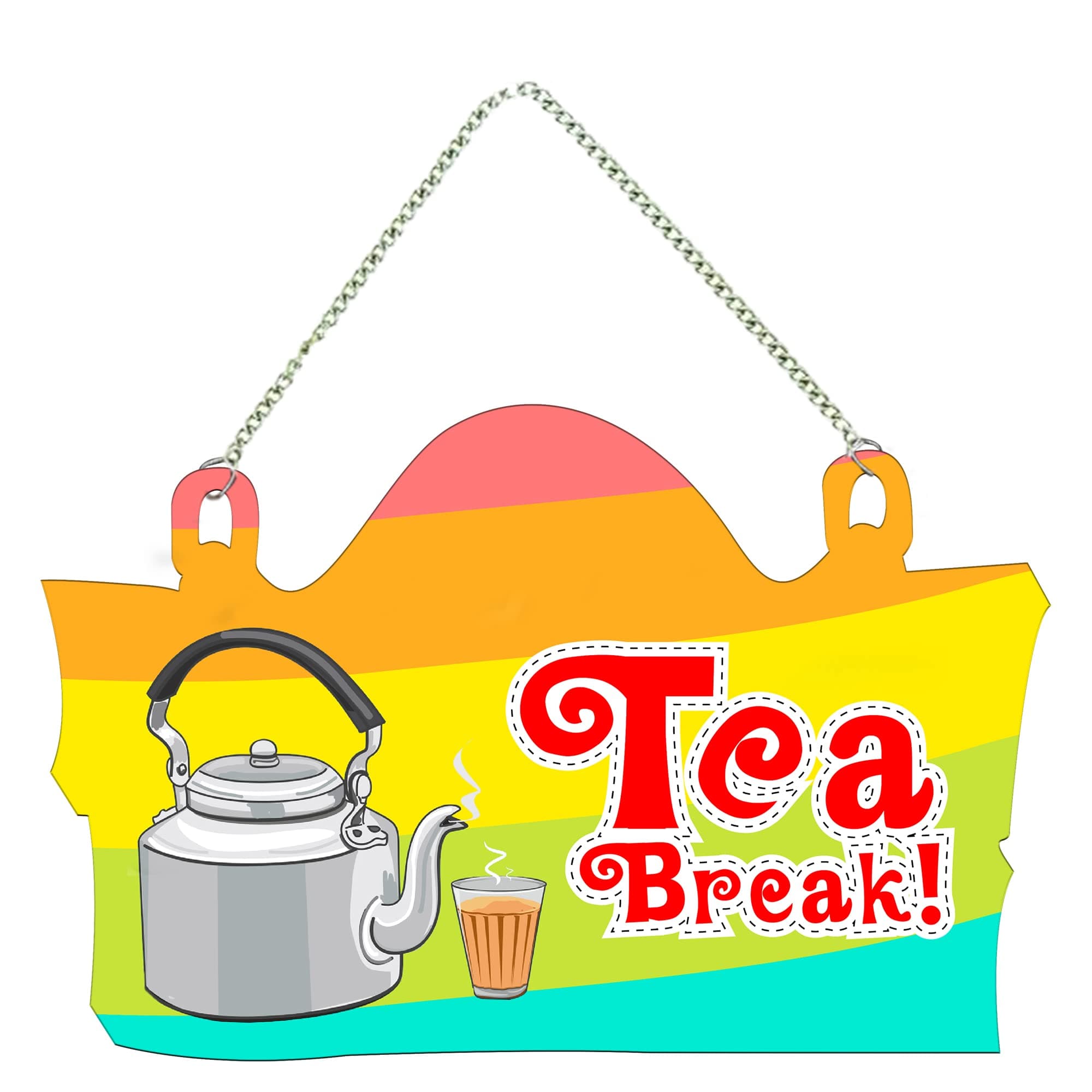 Artvibes Tea Break Quote Wooden Wall Hanging for Home Decor | Office | Gifts | Bedroom | Decoration Wall Hanger | Kitchen Wood Decor | Modern Artwork Items(WH_3702NN)