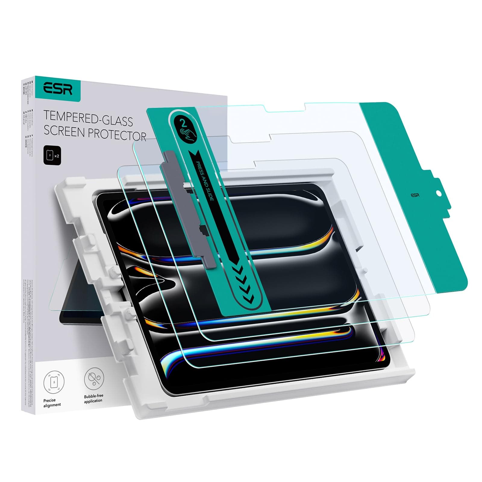 ESR 2 Pack Screen Protector for iPad Pro 13 Inch M5 2025/M4 2024, Tempered Glass Film with Easy Application Tray, Scratch Resistant, HD Clarity