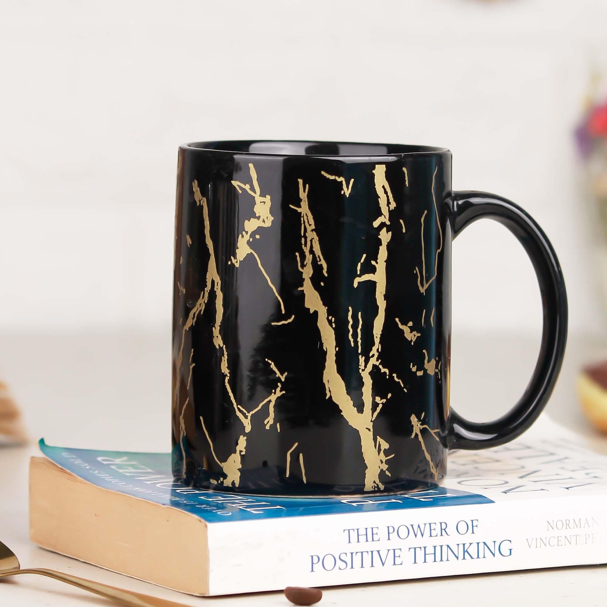 The Earth Store Black Copper Pipe Ceramic Mugs to Gift to Best Friend, Tea Mugs, Microwave Safe Coffee Mugs, (Set of 1)