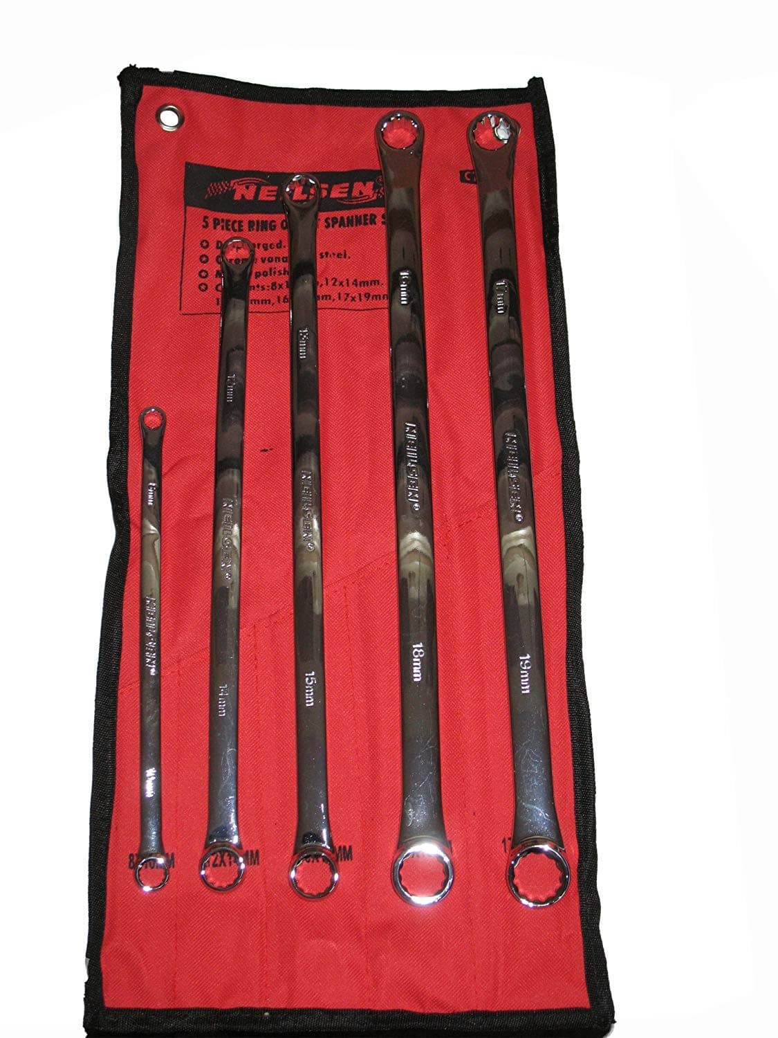 CT1119 5pc Extra Long Ring Spanner Set 8 10 12 13 14 15 16 17 18 19mm Chrome Vanadium | Ideal for Easy Access to Confined Areas