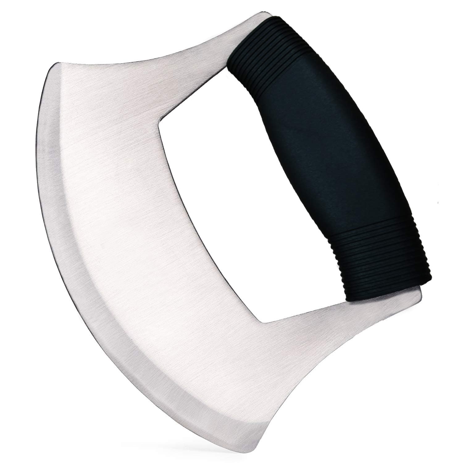 Pizza Cutter Stainless Steel Ulu knife Razor Sharp Rocker Slicer Cutter Mincing Mezzaluna Knife Salad Vegetable Chopper with Upgraded Ergonomic Anti-Slip Handle