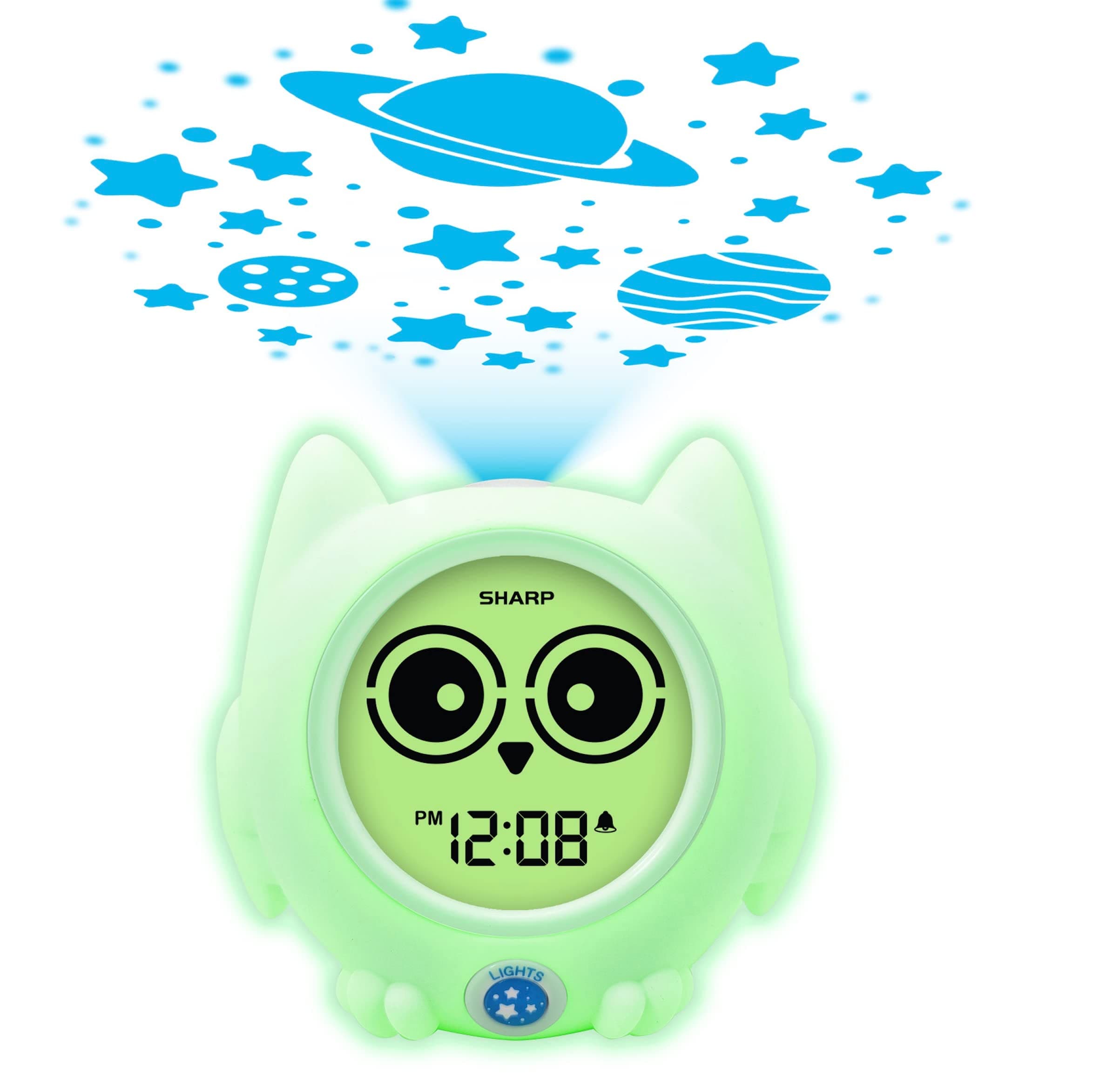 SharpReady to Wake Owl Sleep Trainer, Kid’s Clock Color Changing, Ready to Rise, Ceiling Projection Nightlight and “Off-to-Bed” Feature – Simple to Set and Use!