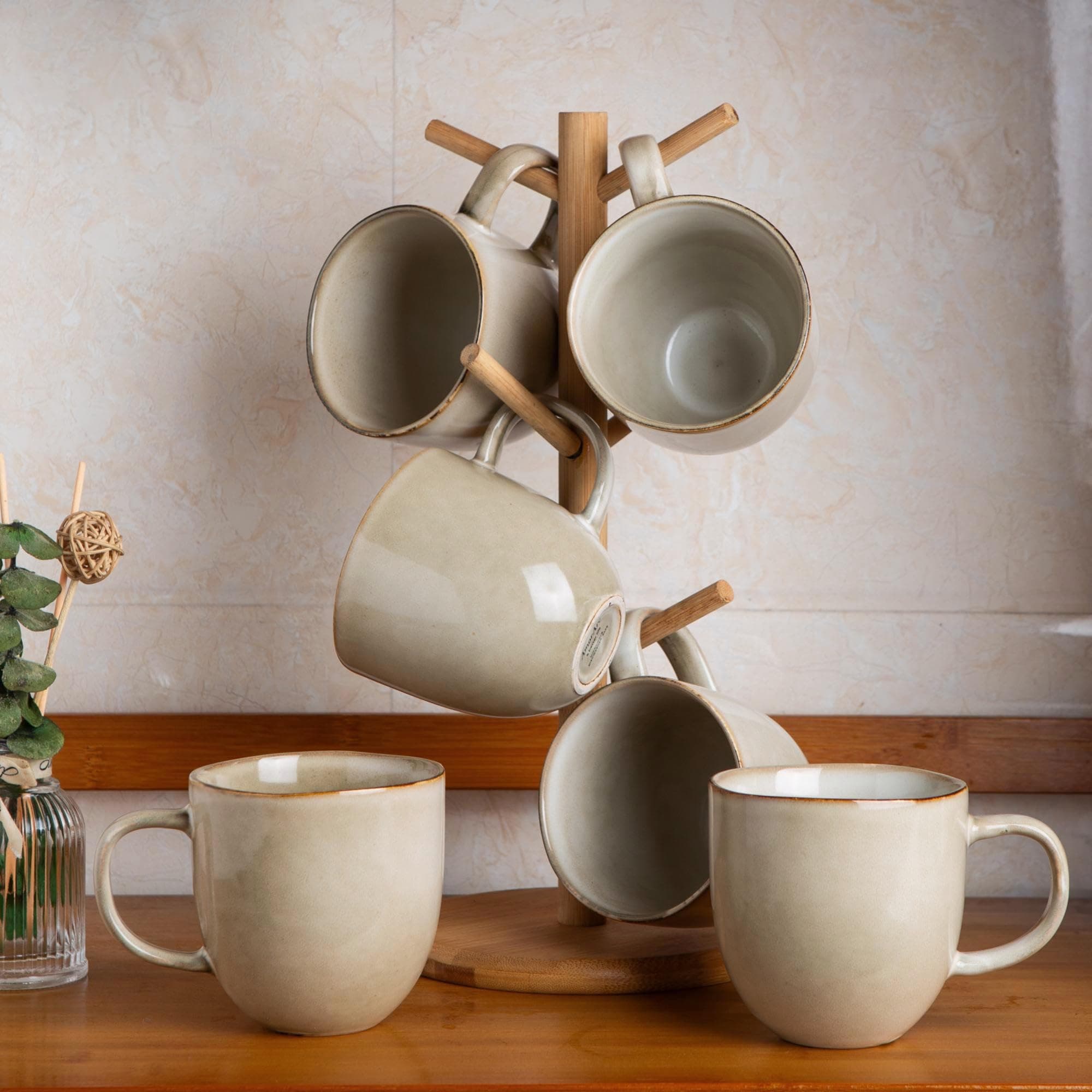 12oz Coffee Mugs, Ceramic Coffee Mugs set of 6 for Man, Woman, Dad, Mom, Modern Coffee Mugs with handle for Latte/Cappuccino/Milk/Cocoa. Dishwasher&Microwave Safe, Cappuccino