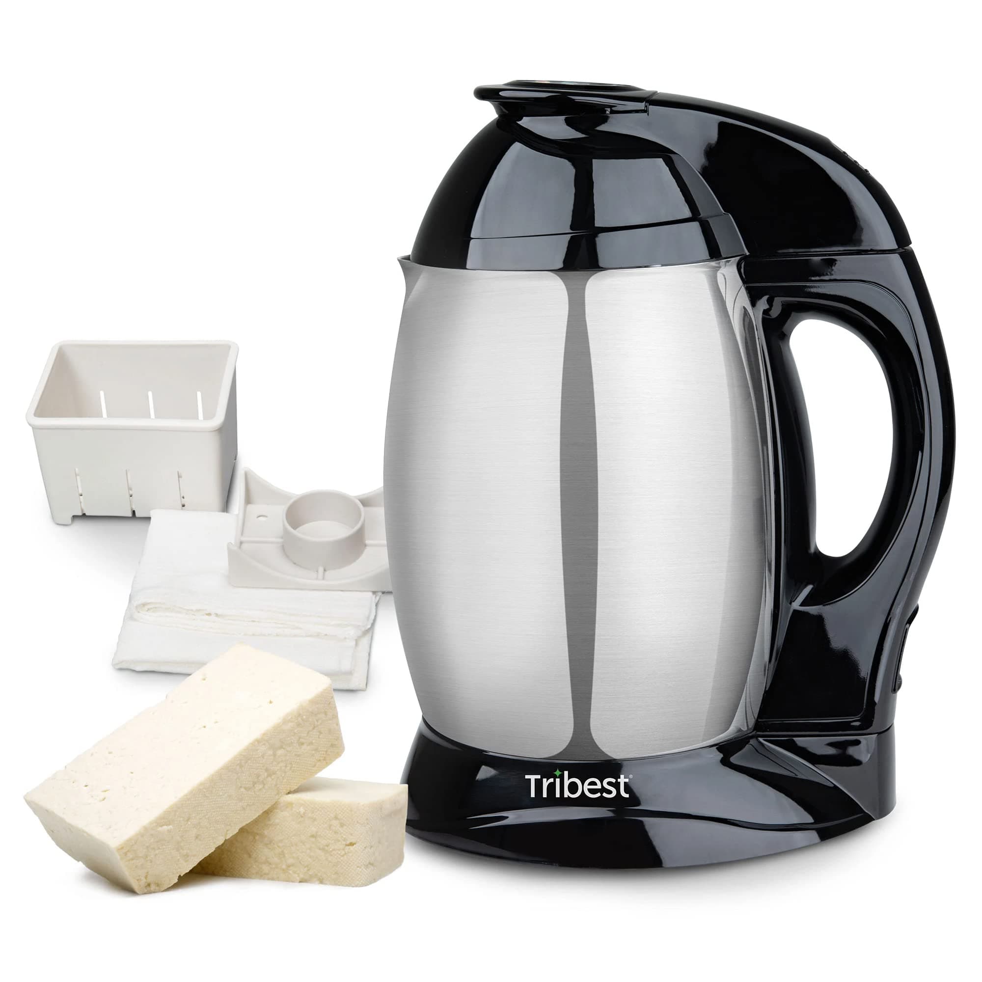 Tribest Soyabella SB-132-220V Deluxe Automatic Nut Milk & Soy Milk Maker Machine with Tofu Maker, Black/Stainless Steel